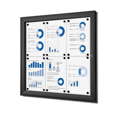 Showdown Displays Hängevitrine für Innen und Außen SCS - 6x DIN A4 - Aluminium - Schwarz (1-St)