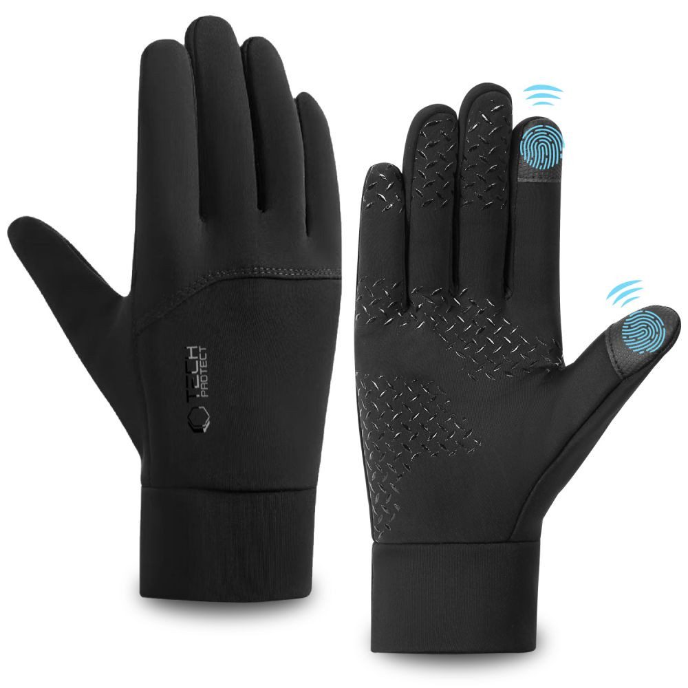 TECH PROTECT Thermohandschuhe Winterhandschuhe Touchscreenhandschuhe Fingerhandschuhe (Spar-Set, 1-St) Touchscreen-Fingerkuppen, Anti-Rutsch-Griff, Flanellfutter