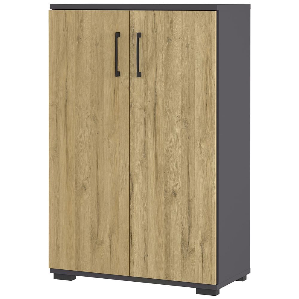 Lomadox Aktenschrank PRATO-01 Büro in graphit mit Grandson Eiche Nb., B/H/T: ca. 80/123/40 cm