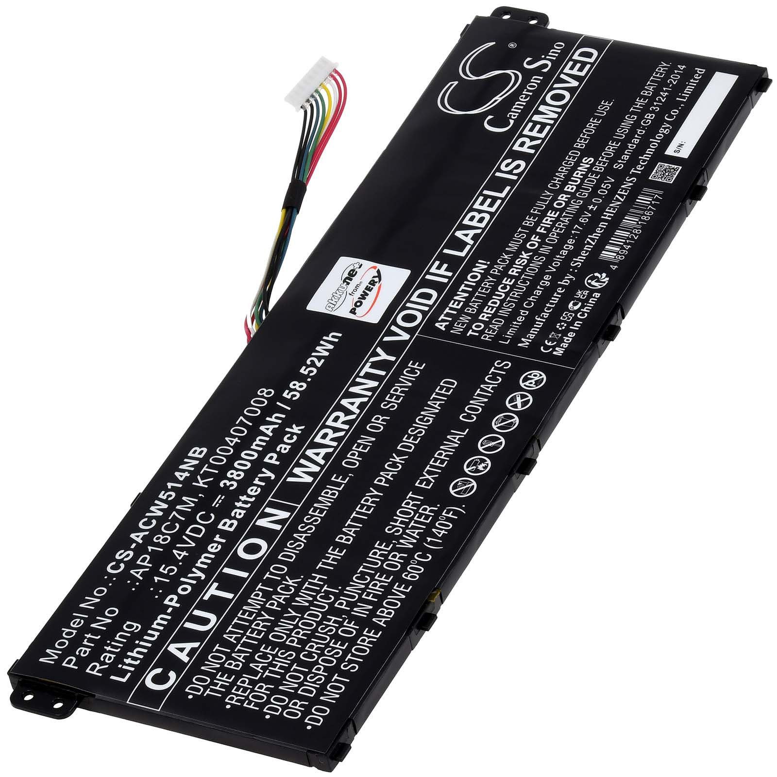 Powery Akku für Acer AP18C7M Laptop-Akku 3800 mAh (15.4 V)