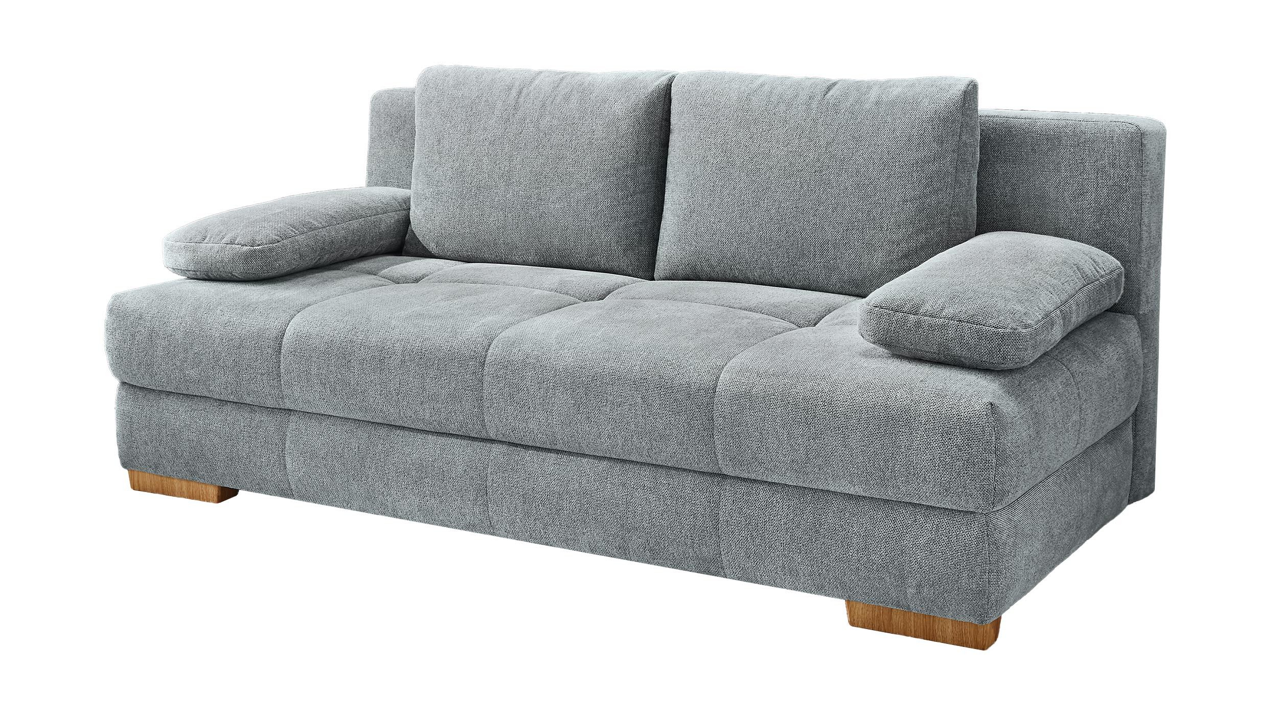 Die Möbelfundgrube® Schlafsofa CALLI 203 cm / grau / Stoffbezug / Bettkasten/ Nosagunterfederung, Dauerschläfer Polsterung, Tonnen-Federkern, mit Bettfunktion