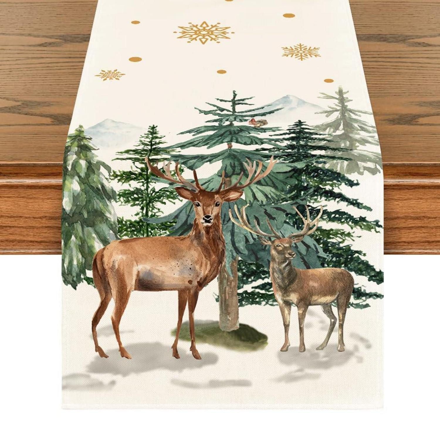 LuxusKollektion Tischläufer Tischläufer Weihnachten Rentier 33x275cm (1-tlg)