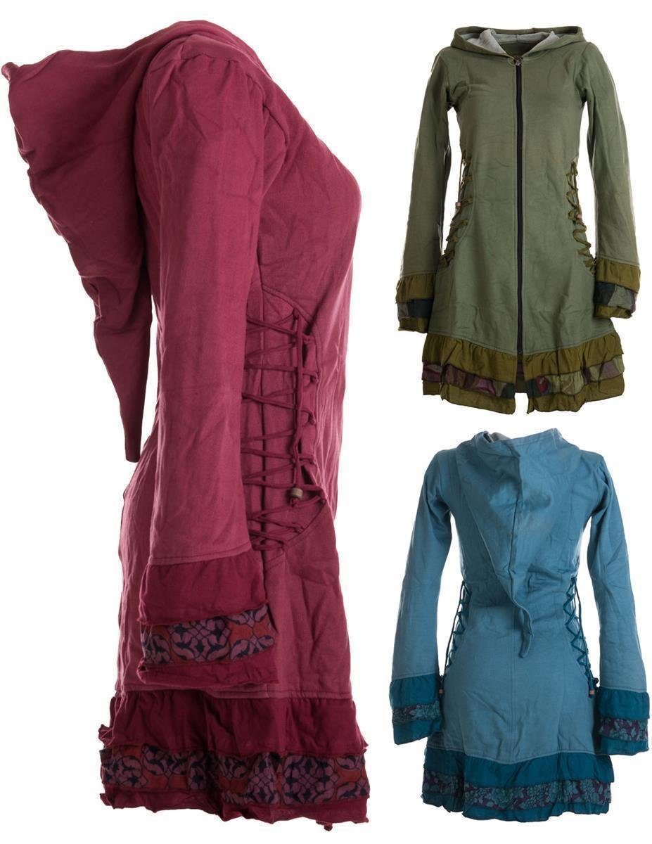 Vishes Langjacke Elfenmantel mit Zipfelkapuze, Rüschen zum Schnüren Boho, H günstig online kaufen