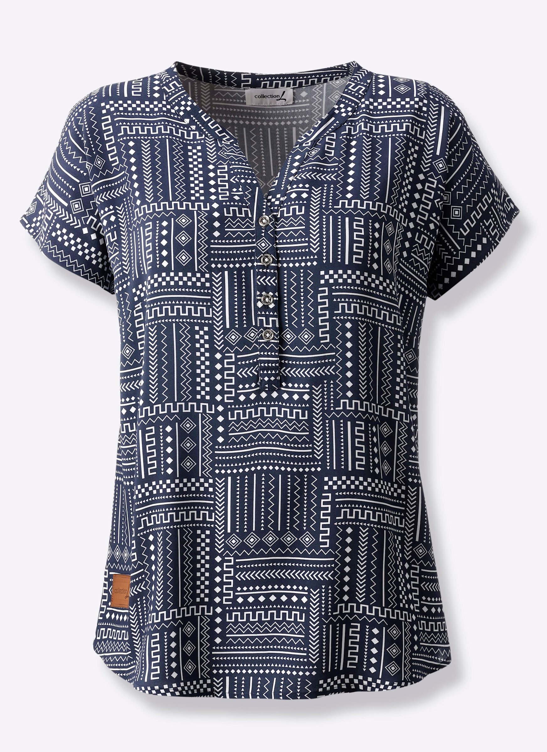 Witt Klassische Bluse Druck-Bluse Kurzarm