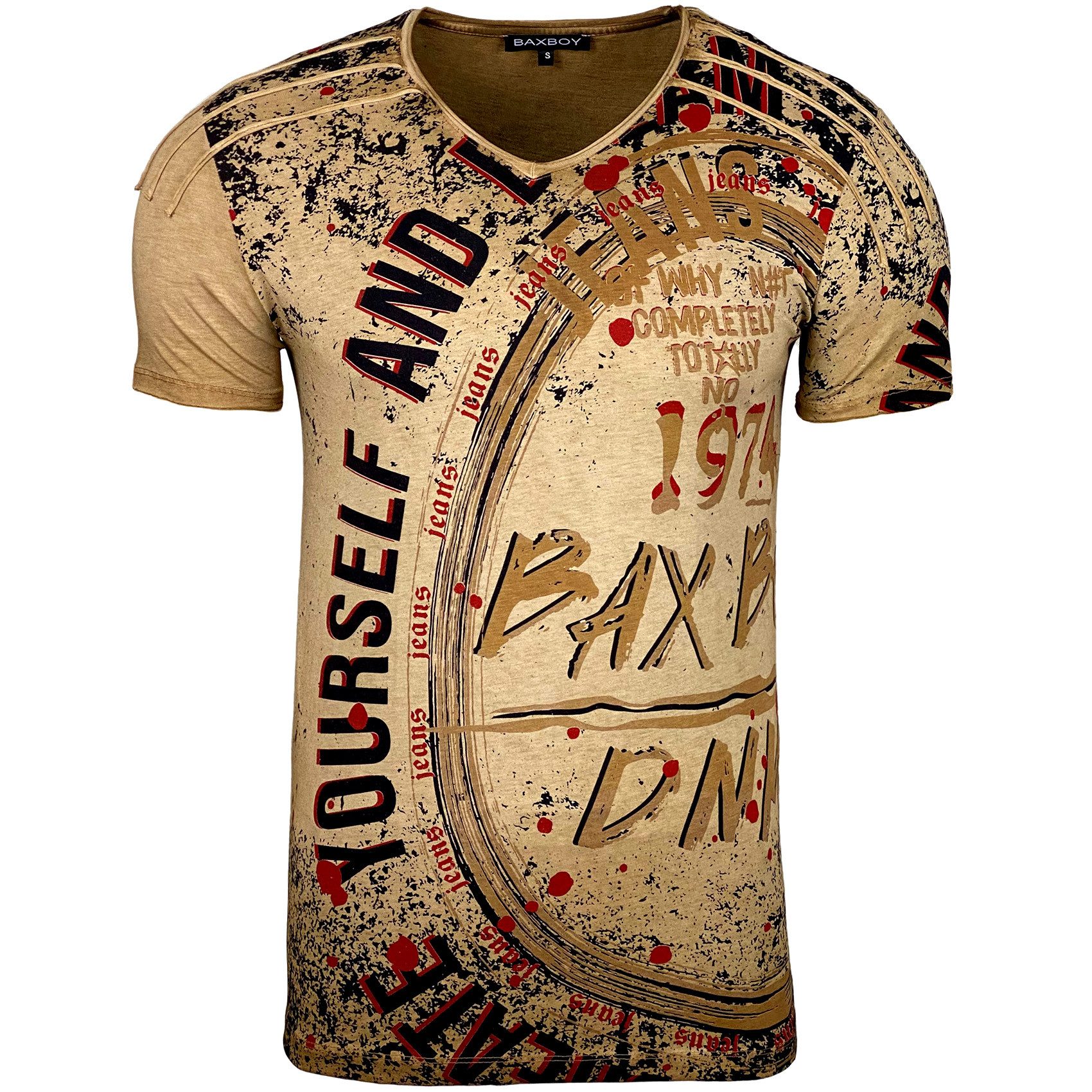 Baxboy T-Shirt Baxboy Verwaschen mit modernem V-Ausschnitt T-Shirt B-109 günstig online kaufen