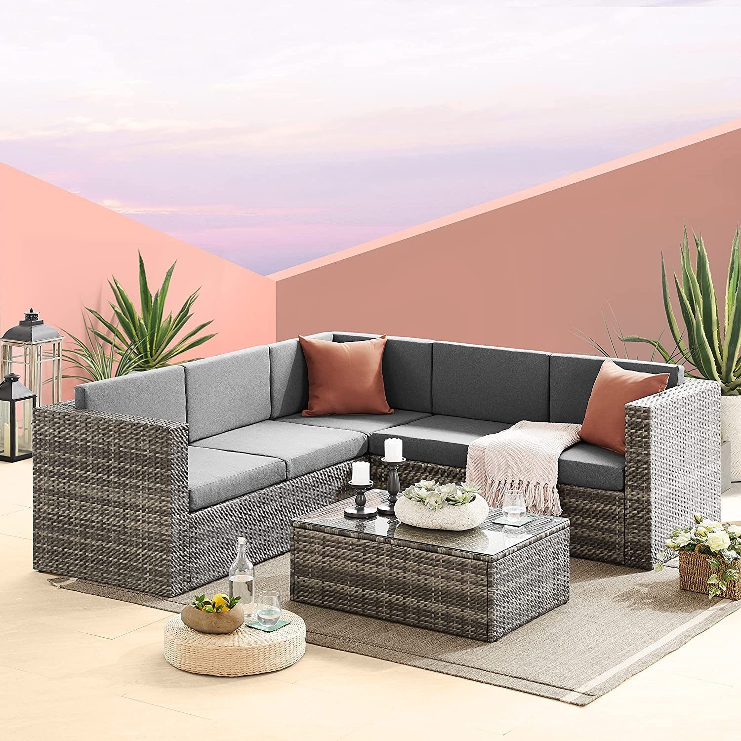 Mucola Sitzgruppe »Gartenmöbel Rattanmöbel Gartenset Polyrattan Lounge
