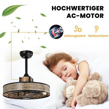 COSTWAY Deckenventilator, mit Fernbedienung, 4H Timer, umkehrbarem Motor