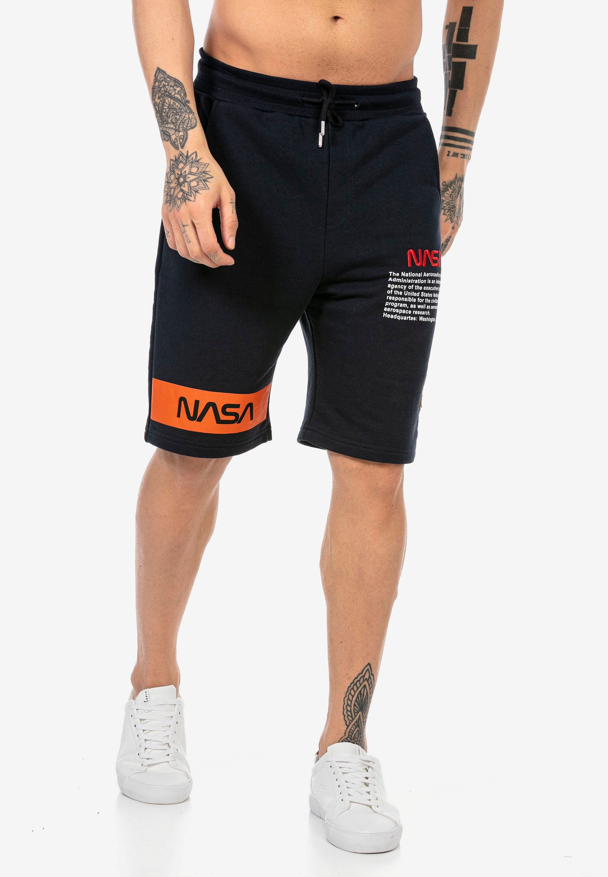 RedBridge Shorts Plano mit gesticktem NASA-Motiv dunkelblau