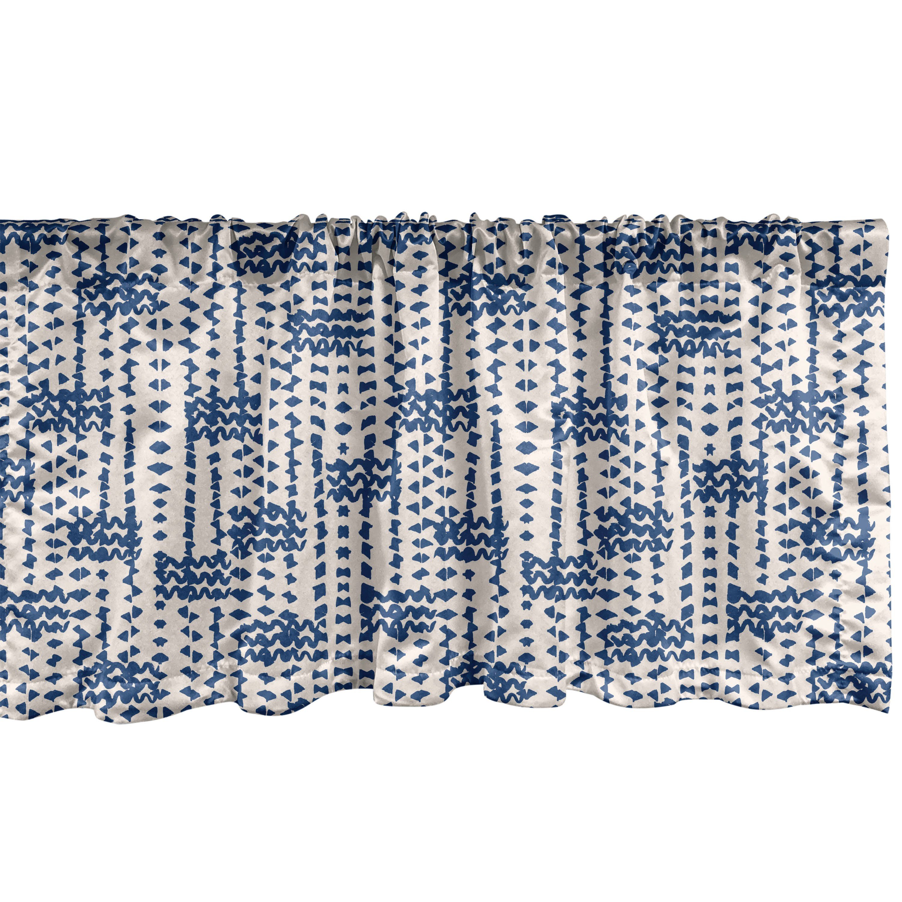 Scheibengardine Vorhang Volant für Küche Schlafzimmer Dekor mit Stangentasche, Abakuhaus, Microfaser, Ethnisch Messy Waves Triangles