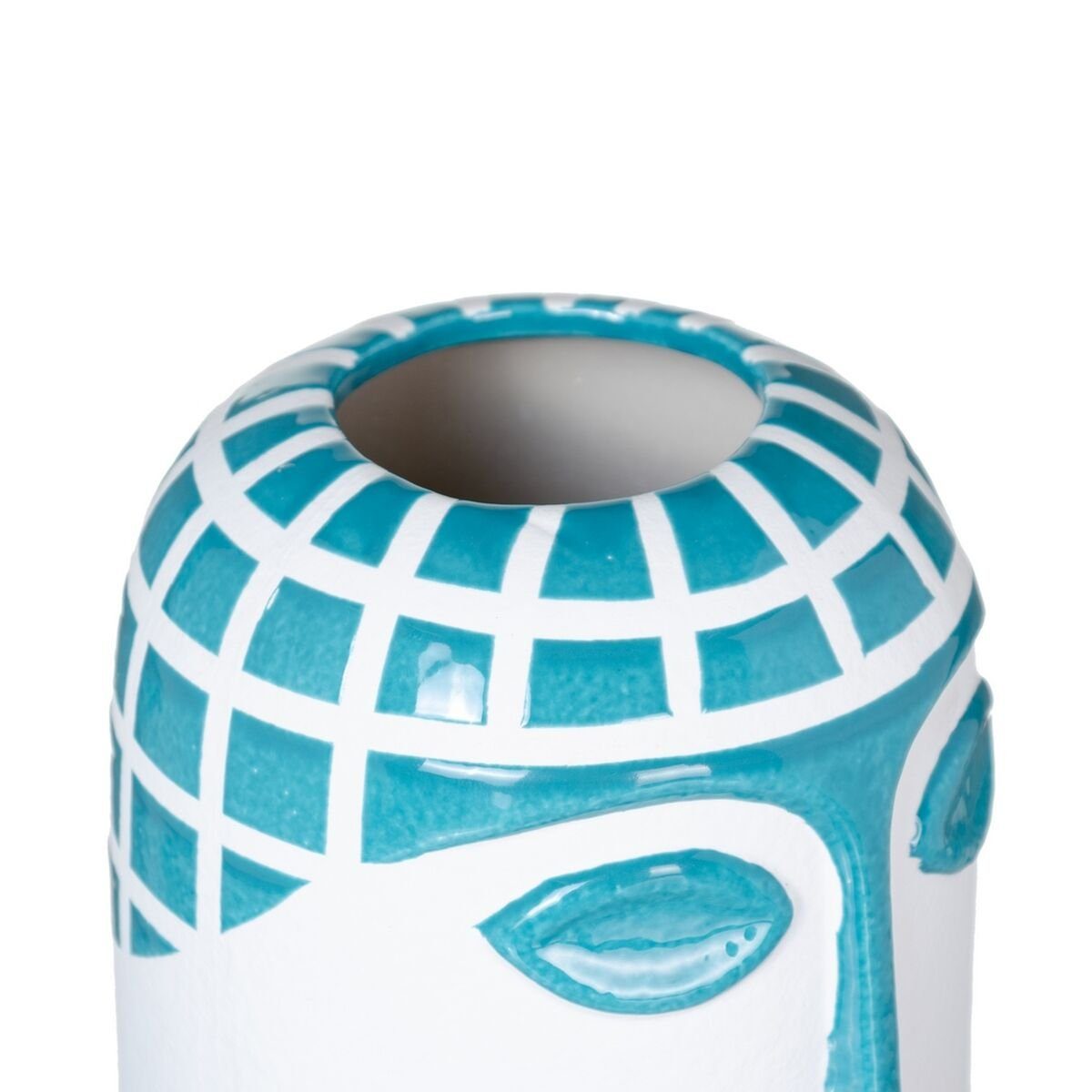 Bigbuy Dekovase aus Keramik Vase cm Weiß 24,5 13 14,5 x x Blau