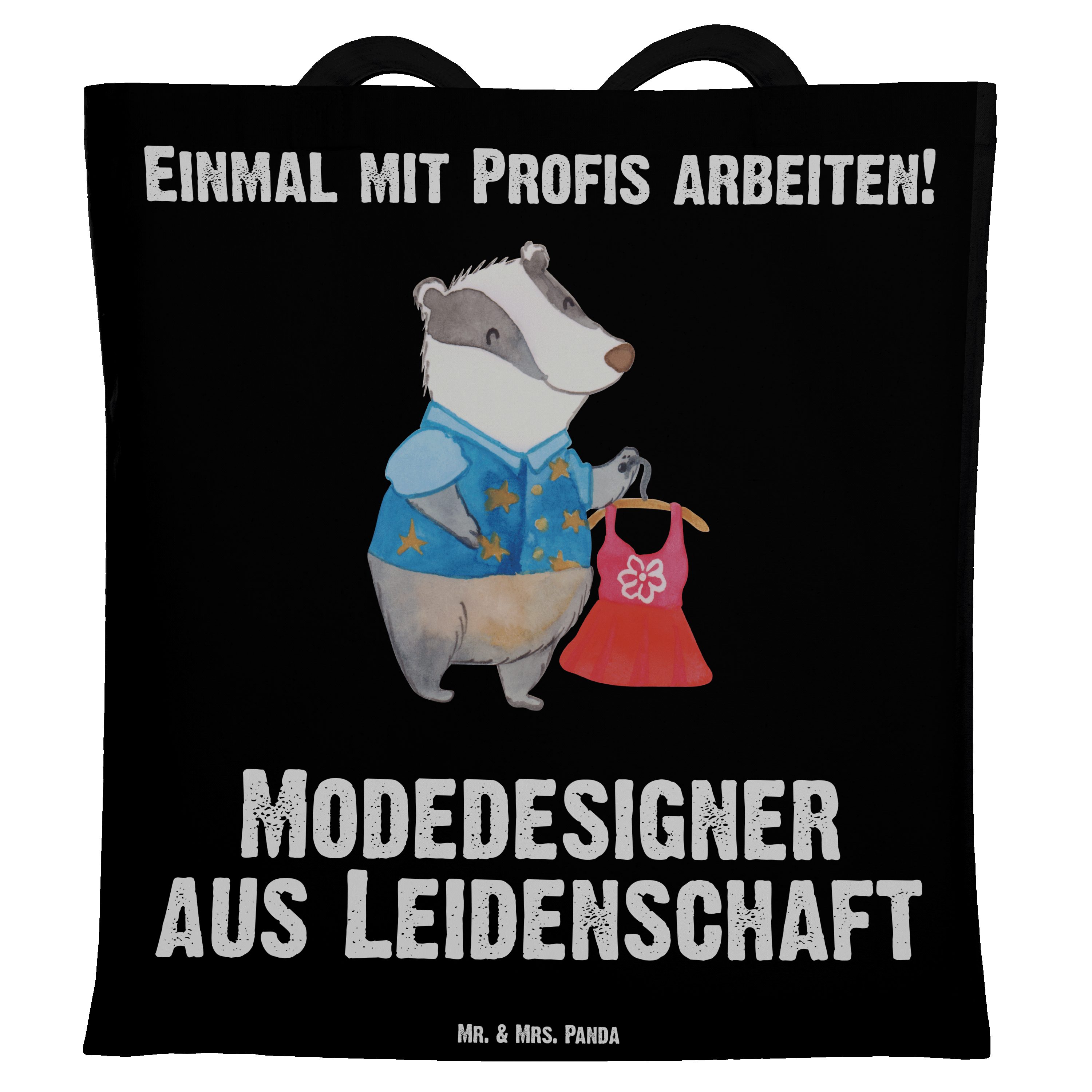 Mr. & Mrs. Panda Tragetasche Modedesigner Leidenschaft - Schwarz - Geschenk, Fashion Designer, Mod (1-tlg), Modisches Design