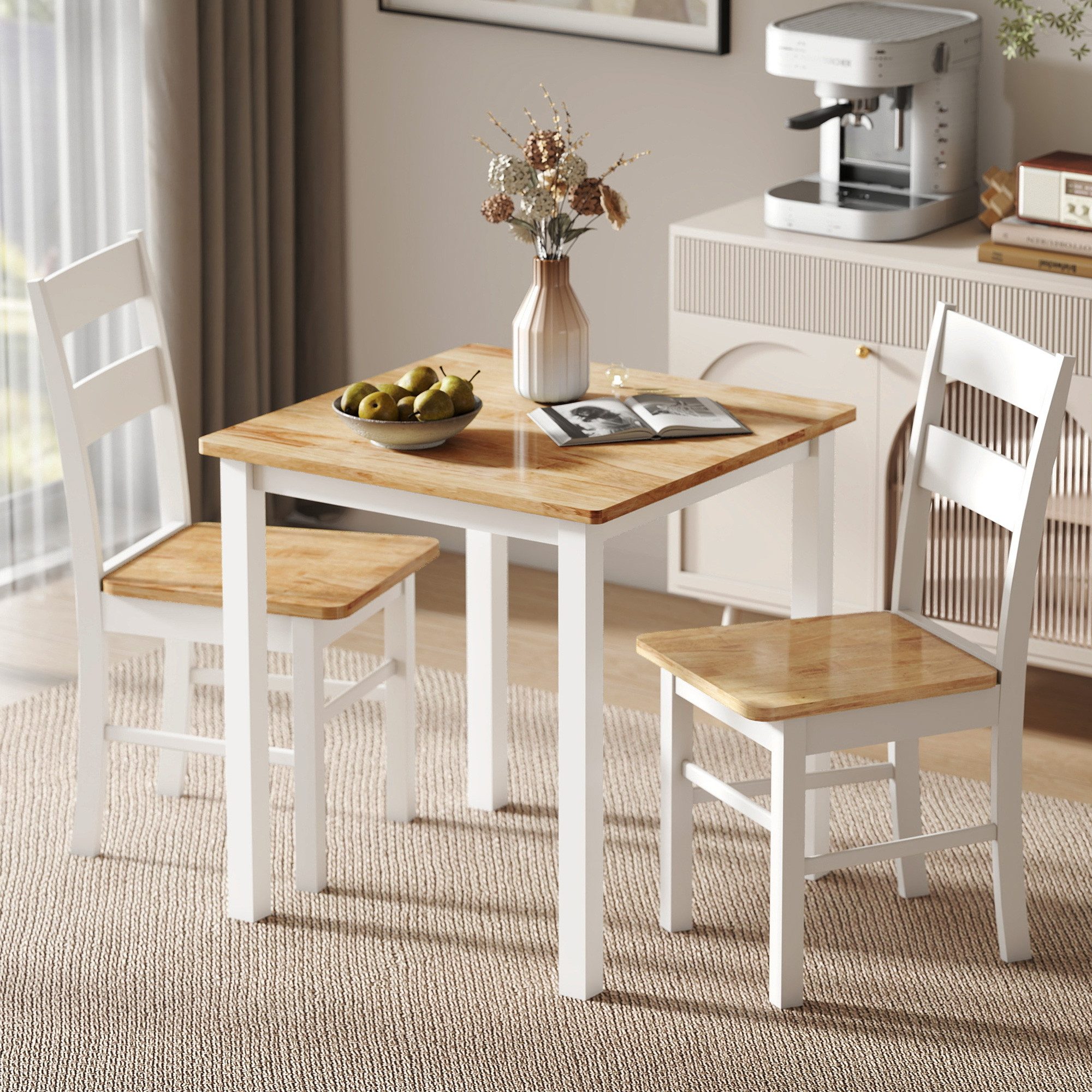 HOMCOM Esstisch 69 x 69 cm Küchentisch für 2-4 Personen (moderner Holztisch, 1-St., Esszimmertisch), für kleine Raum, Küche, Esszimmer Eiche