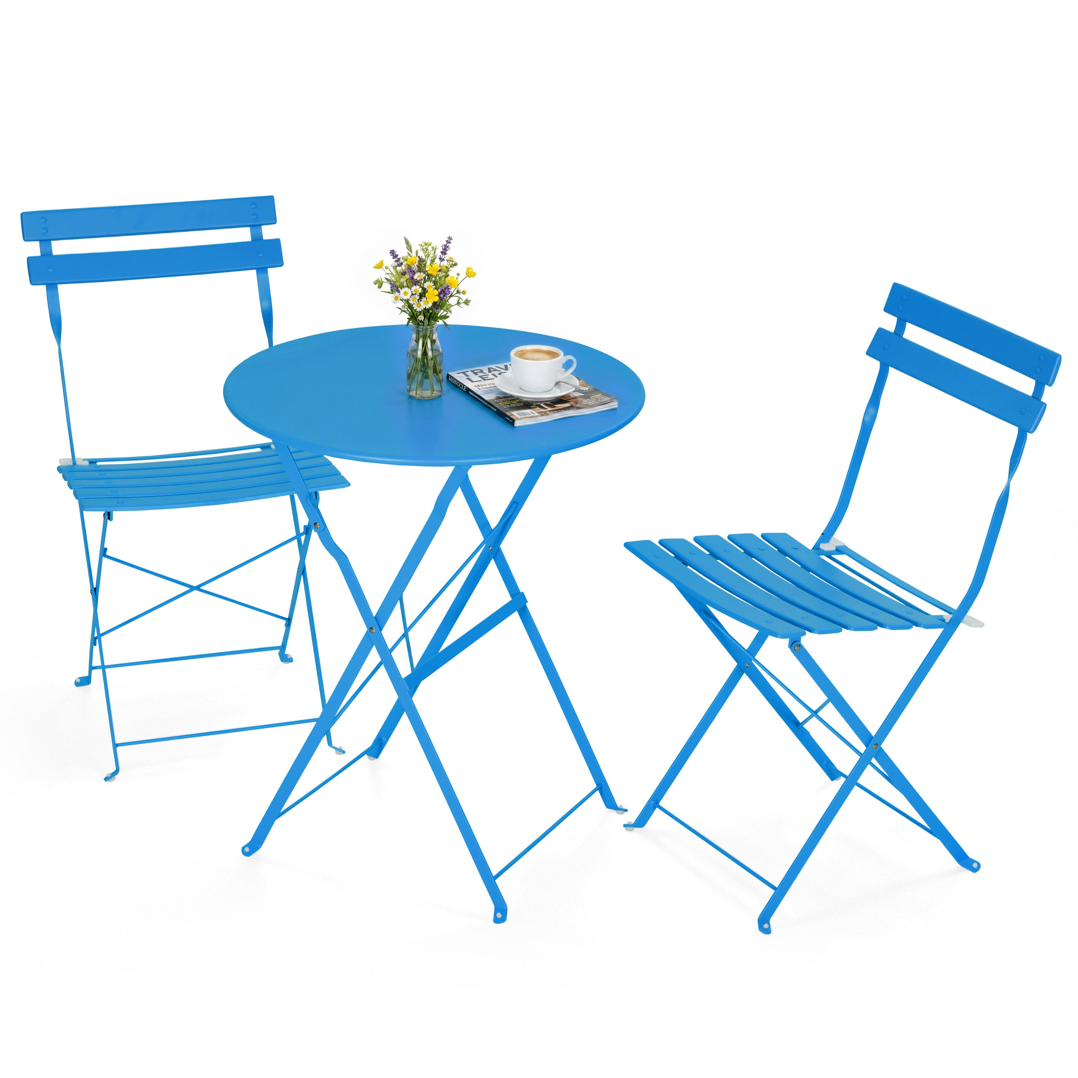 Avestar Bistrotisch Avestar 3-teiliges Bistro-Set klappbar E-beschichtet (3-St., 3-teilig (1 Tisch + 2 Stühle)