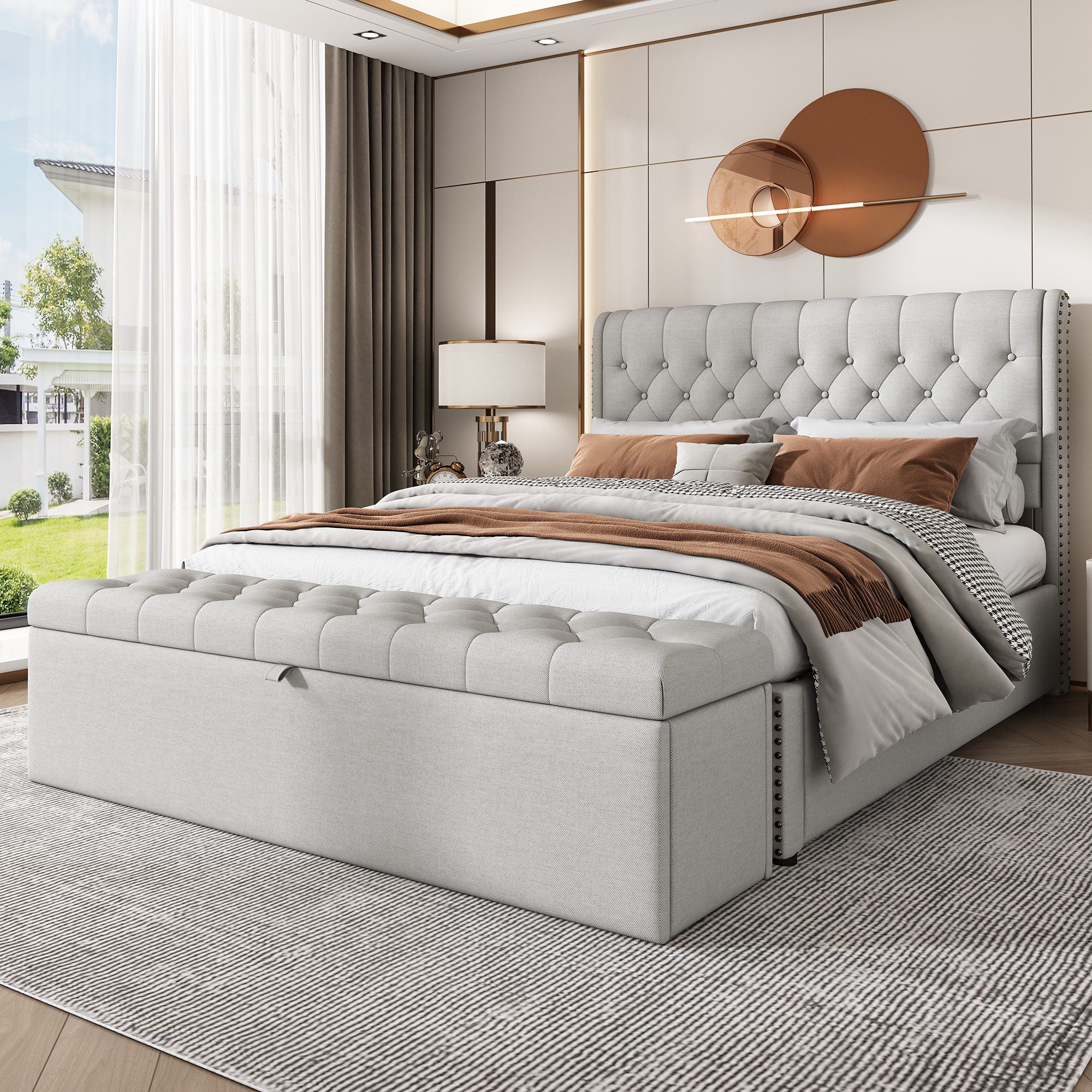 STILVORA Polsterbett 138x41x42cm Sitzbank mit Stauraum, günstig online kaufen