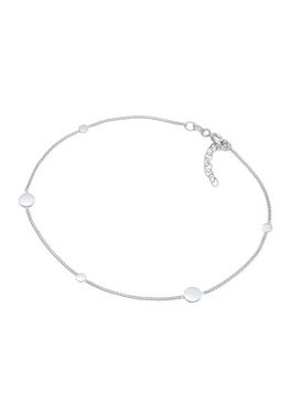 Elli Fußkette Coin Kreis Disc Trend Minimal 925 Sterling Silber, Geo