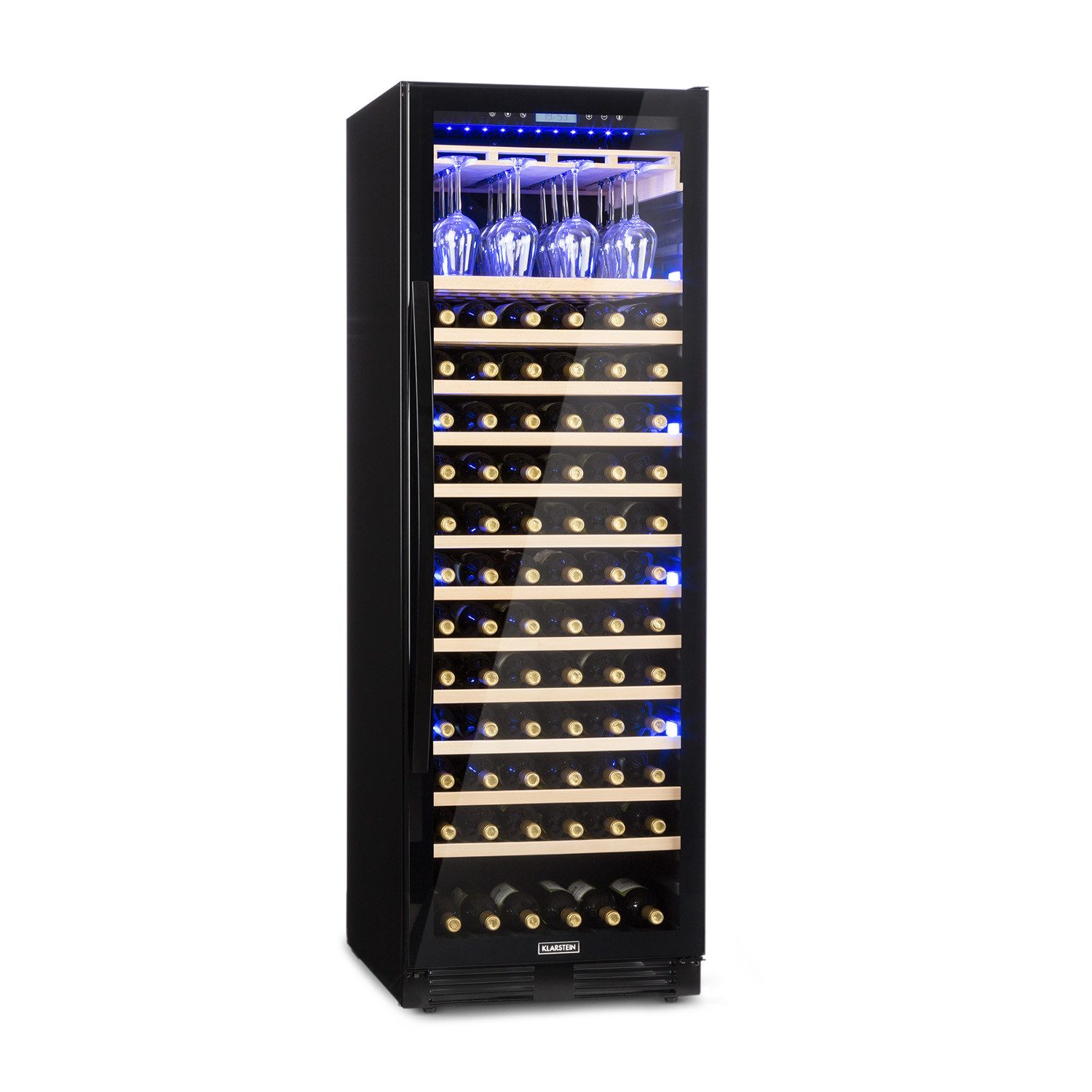Klarstein Weinkühlschrank Vinovilla Grande 165 Built-In Uno 433L 165 Flaschen 5-20°C 44 dB Onyx, für 165 Standardflaschen á 0,75l,Wein Flaschenkühlschrank Weintemperierschrank Weinschrank Kühlschrank
