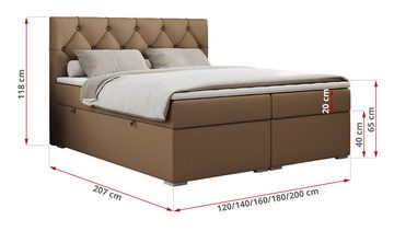 MKS MÖBEL Boxspringbett ALDA, Doppelbett mit Multipocket-Matratze - Modern Bett