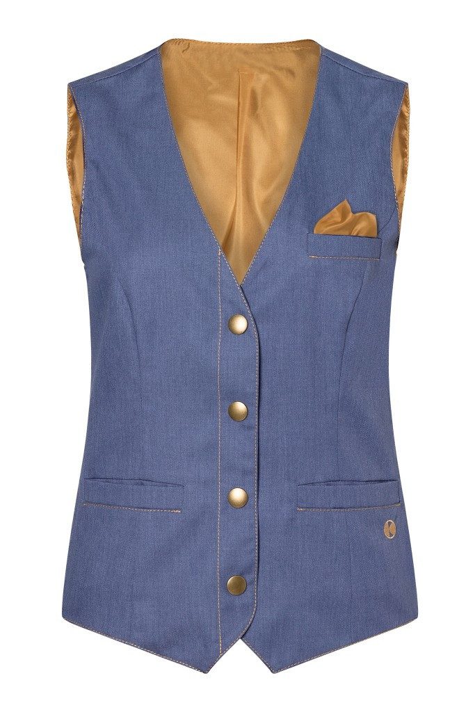 Karlowsky Fashion Arbeitsweste KARLOWSKY Damen Weste JEANS-STYLE V-Neck Modern-Fit vintage-blue