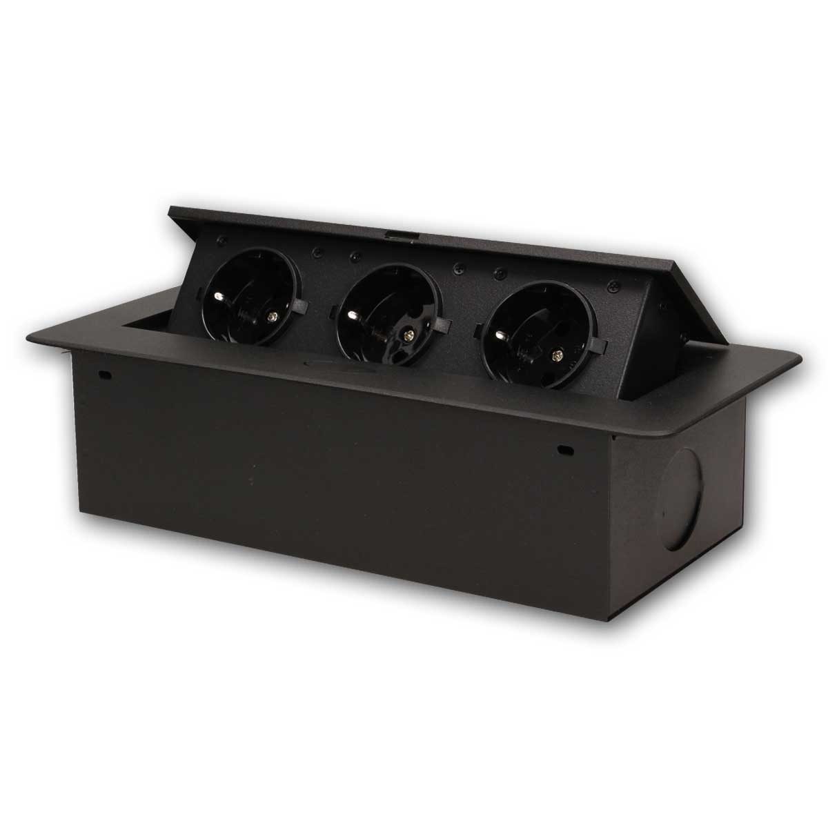 world-trading-net Steckdose Tisch-Einbausteckdose 3-fach, schwarz, 230V 2500W