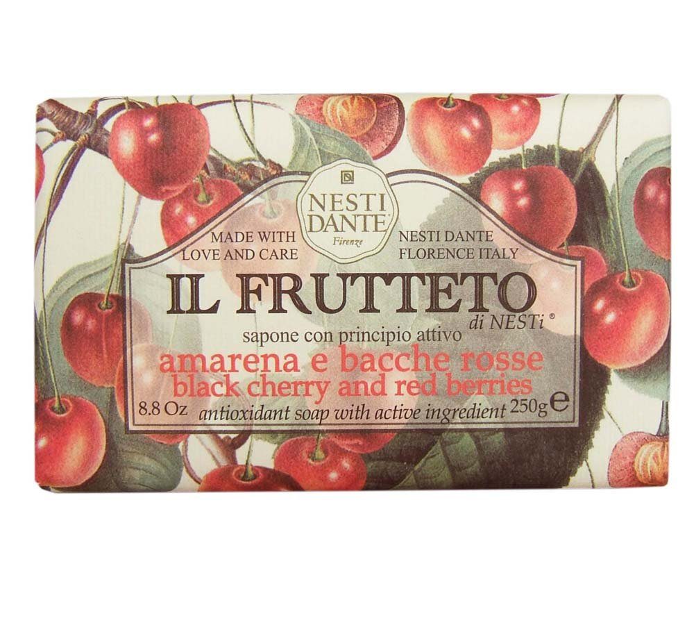Nesti Dante Handseife Black Cherry & Red Berries 250 g, 1-tlg., Hand -und Körperseife mit feinem Duft 250 g