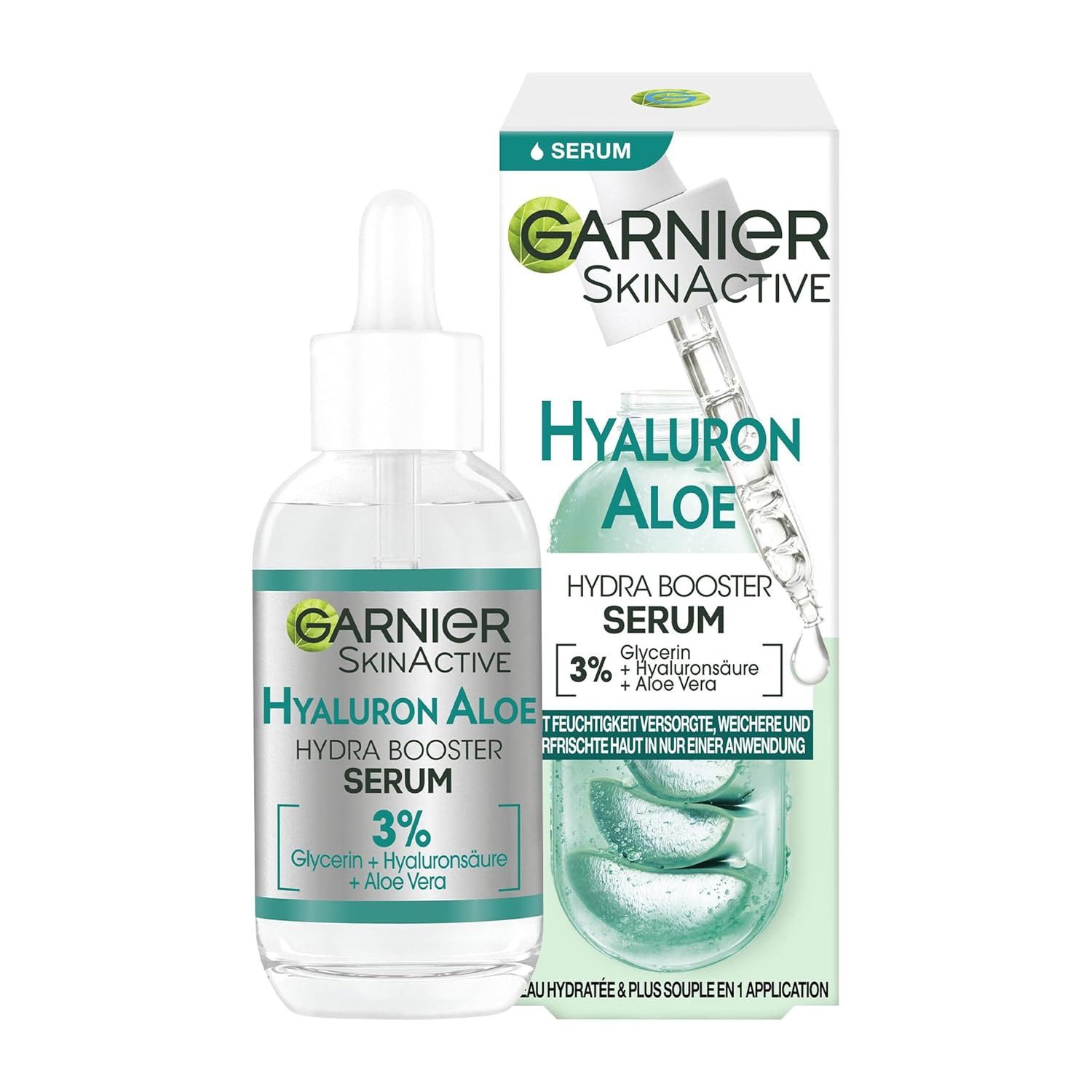 GARNIER Gesichtsserum Garnier Feuchtigkeitsspendendes Serum, Aloe Vera und Hyaluronsäure