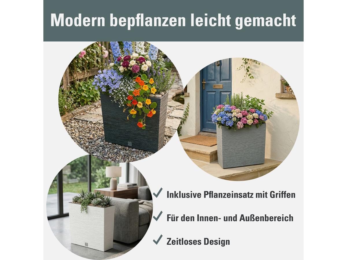 Prosperplast Blumenkasten 2x Furu DFC600T (2er-Set), Rillenoptik, eckig