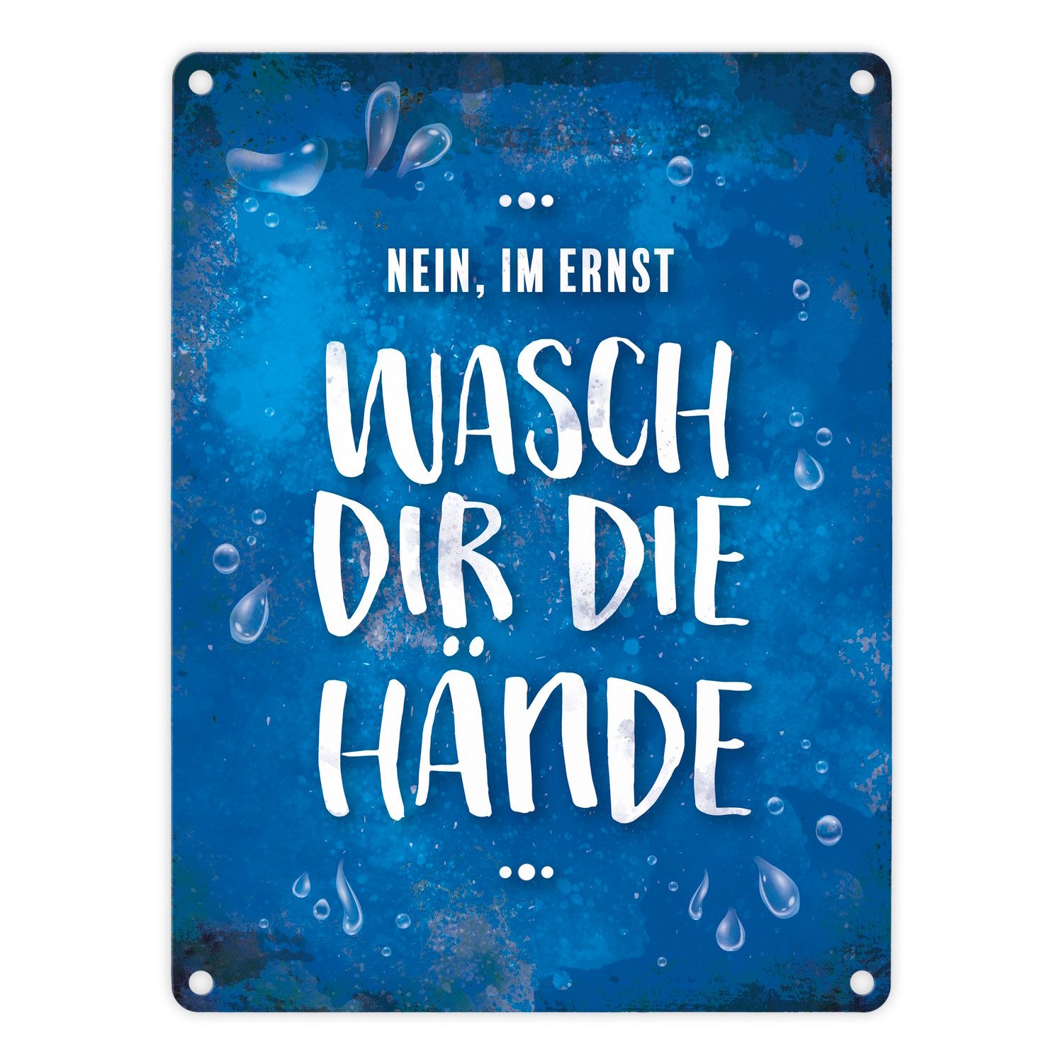 speecheese Metallschild Metallschild mit Spruch Wasch dir die Hände