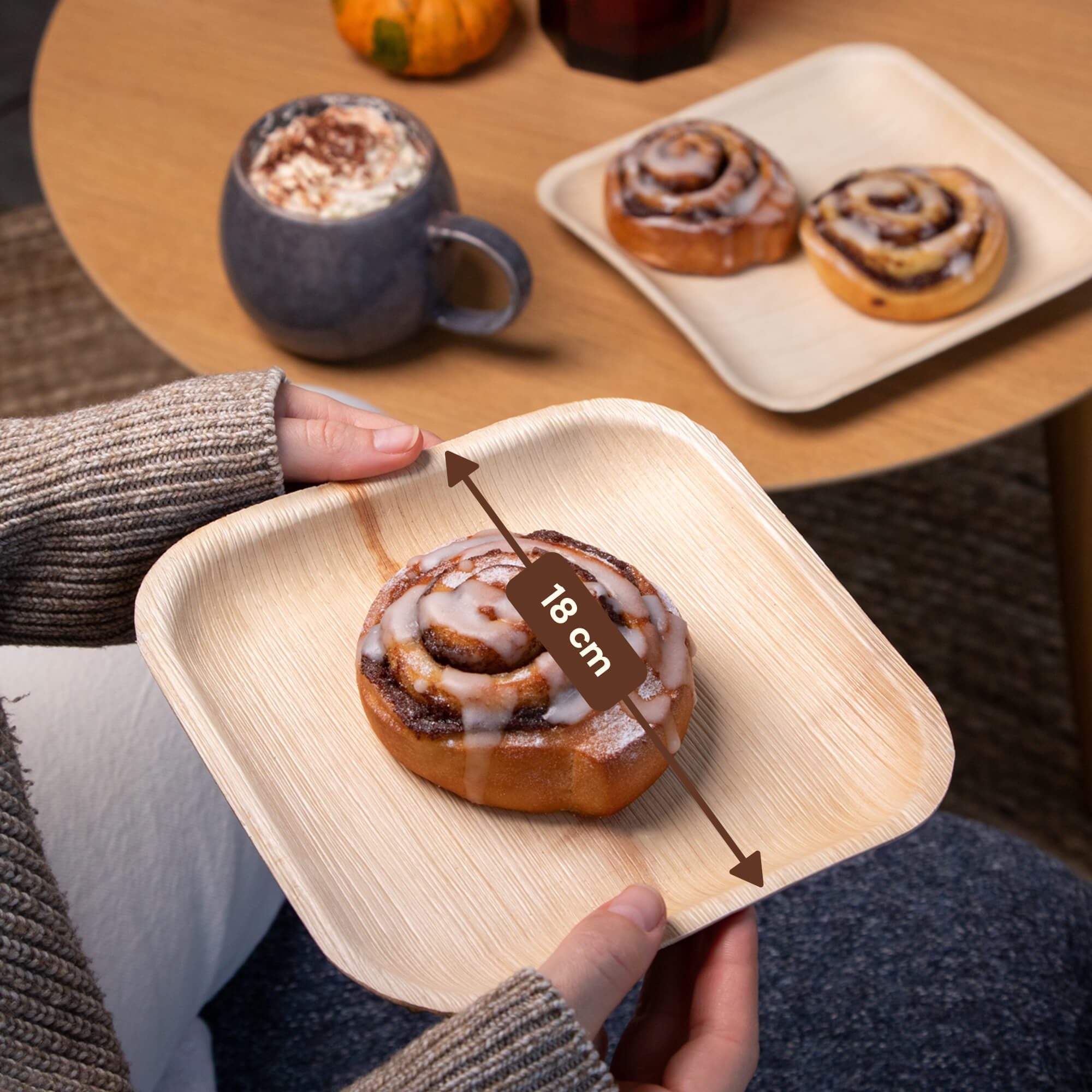 wisefood Einwegteller Palmblatt-Teller, quadratisch, 18 x 18 cm, (25 St)