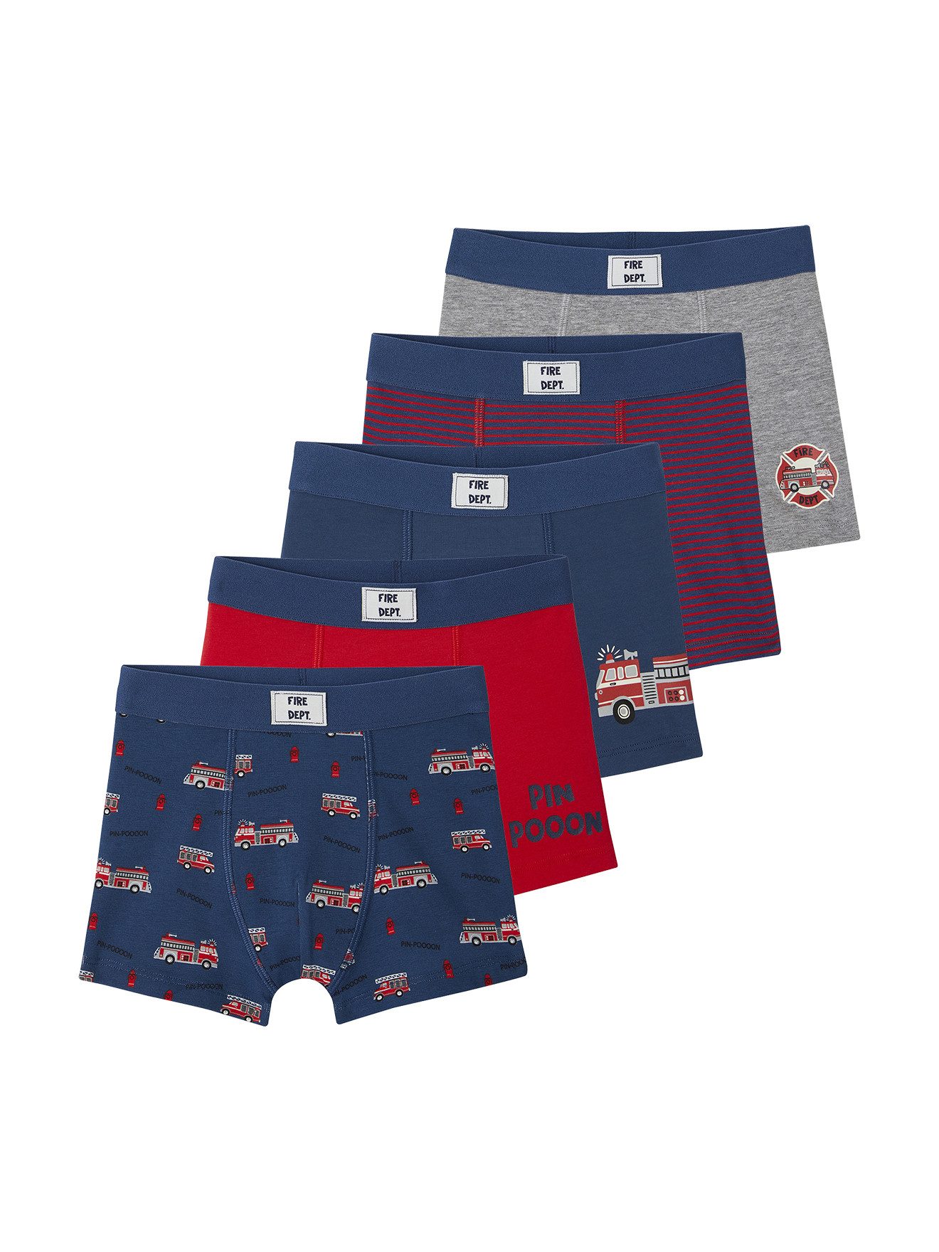 vertbaudet Boxershorts 5er-Pack Jungen Boxershorts Feuerwehr 5er-Pack, Feuerwehr