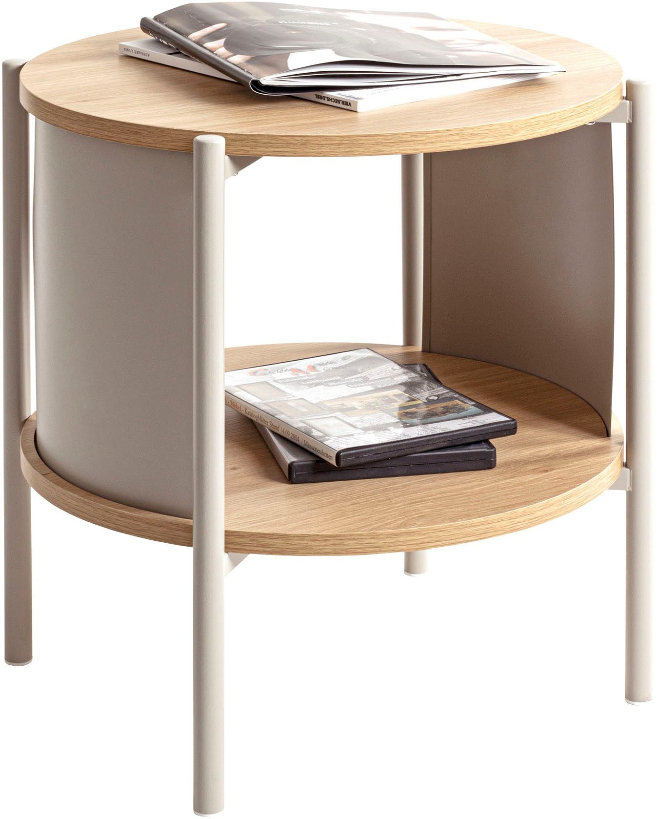 HAKU Beistelltisch Nachtkonsole, Sofatisch, Wohnzimmertisch (1-St), rund - aus MDF Braun - Ø/H 44/44 cm