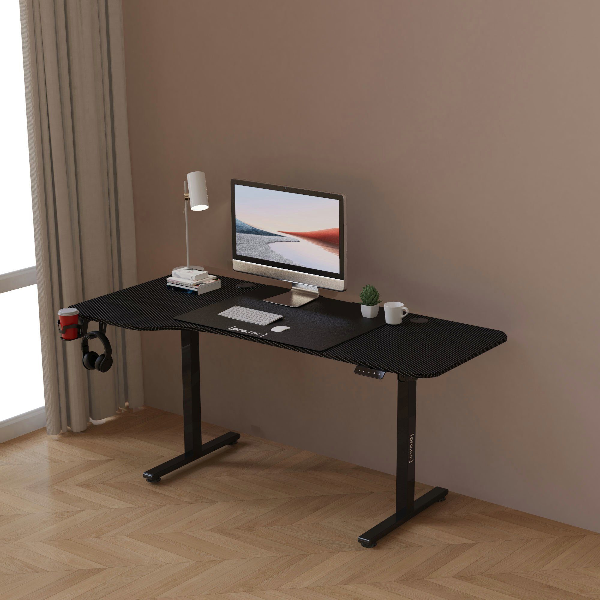 pro.tec Schreibtisch, »Stryn« elektrisch höhenverstellbar 160 x 75 cm Schwarz
