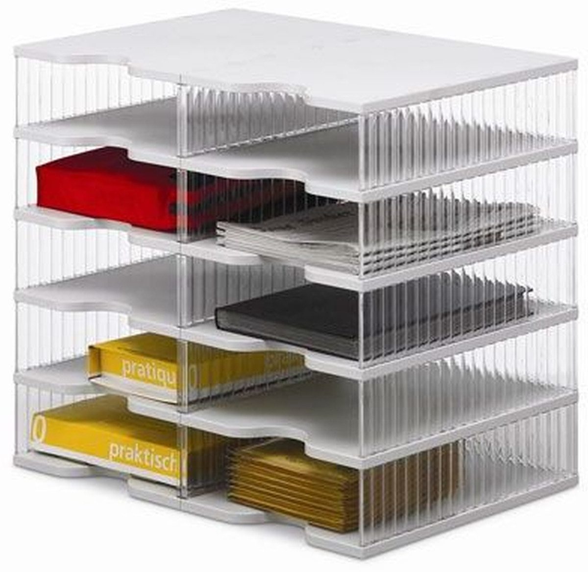 Briefablage Postsortieranlage Duo-Tower 10 Fächer grau transparent