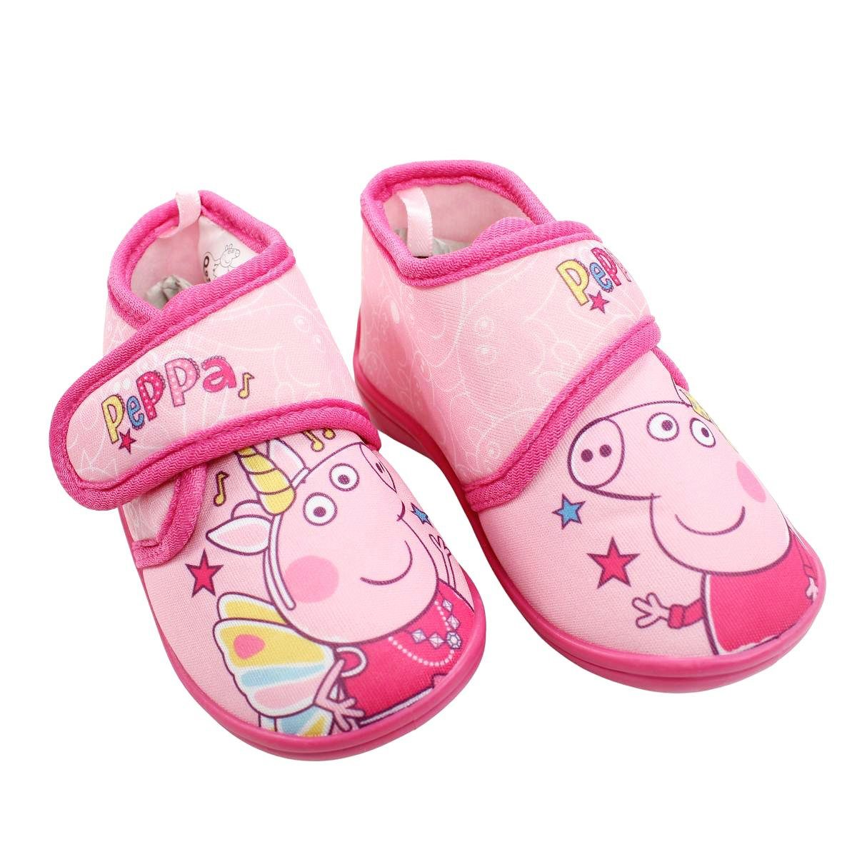 Kinder 22 Peppa Pig Kitaschuhe Schlüpfschuhe Pig Peppa Klettschuh bis Klett 27 Wutz mit Hausschuhe Gr.