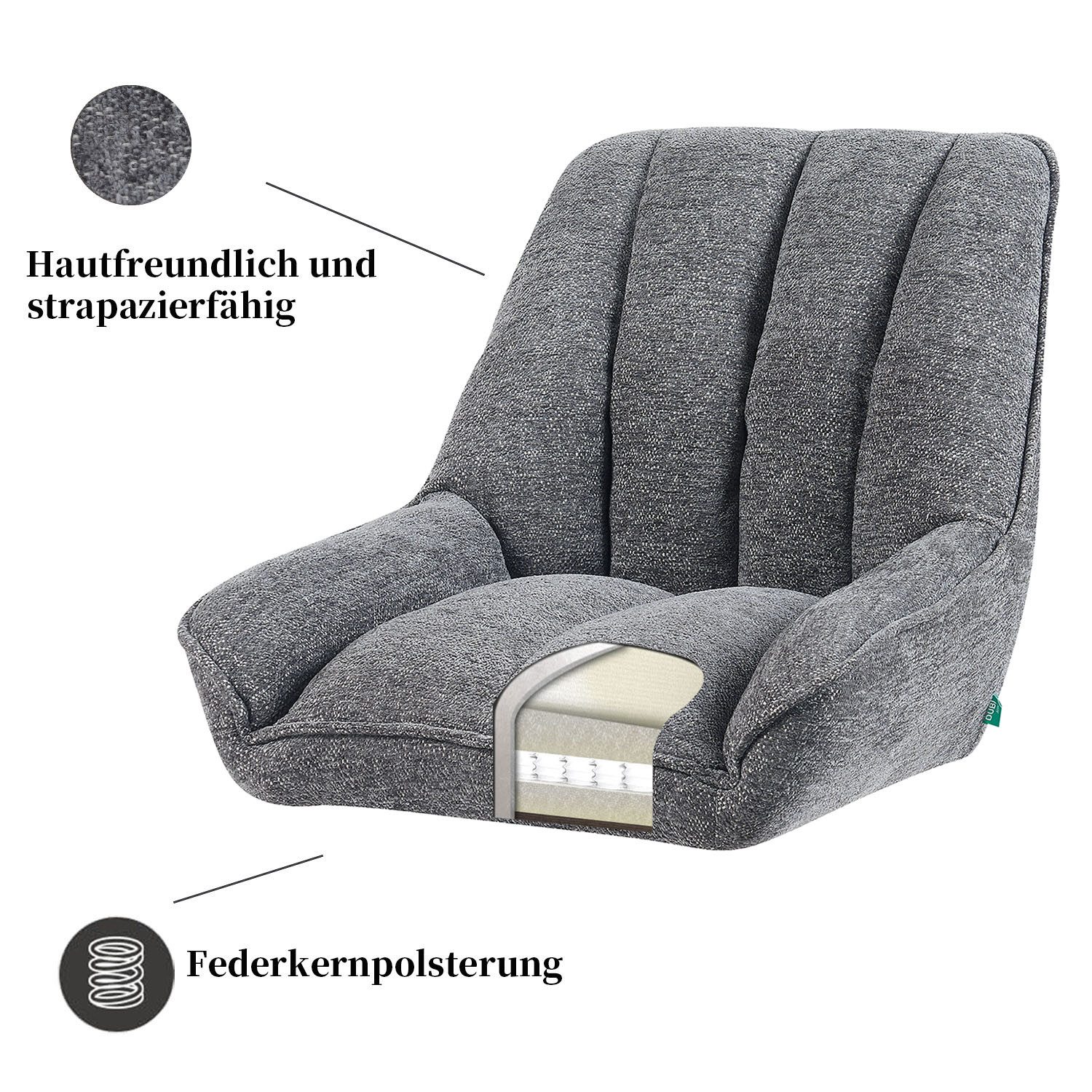 DUBI Möbel Polsterstuhl Mika-Lio (1 St), Federkern, Eiche geölt, 360° drehbar im 2er-Set