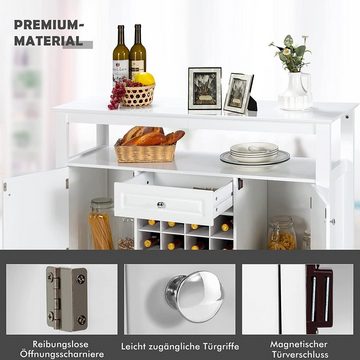 KOMFOTTEU Sideboard Küchenschrank mit Weinregal, 117 × 40,5 × 85,5 cm