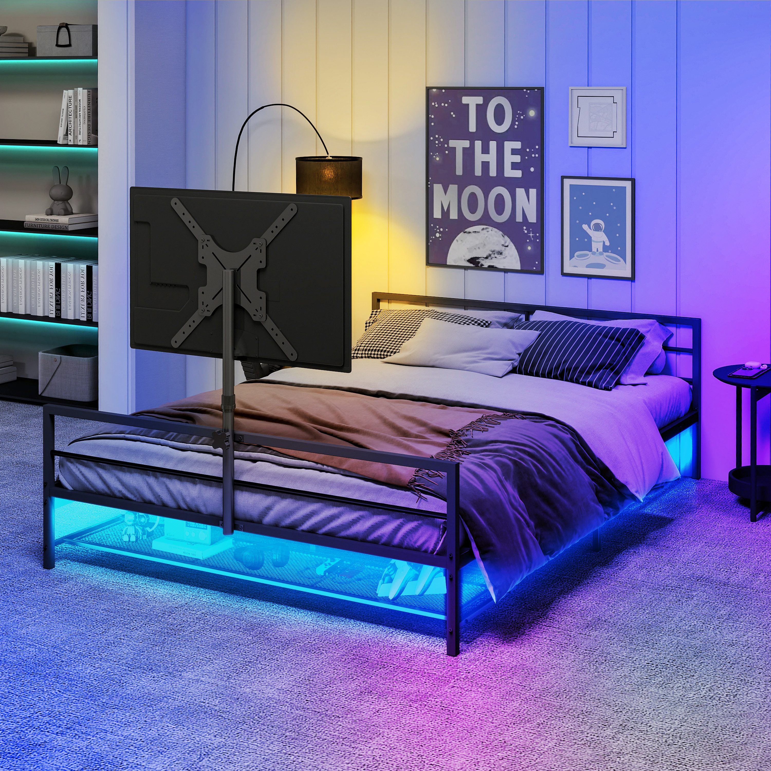 MilestoneHOMELIFE Bettgestell Schwarzes Gaming-Bett mit verstellbarer günstig online kaufen