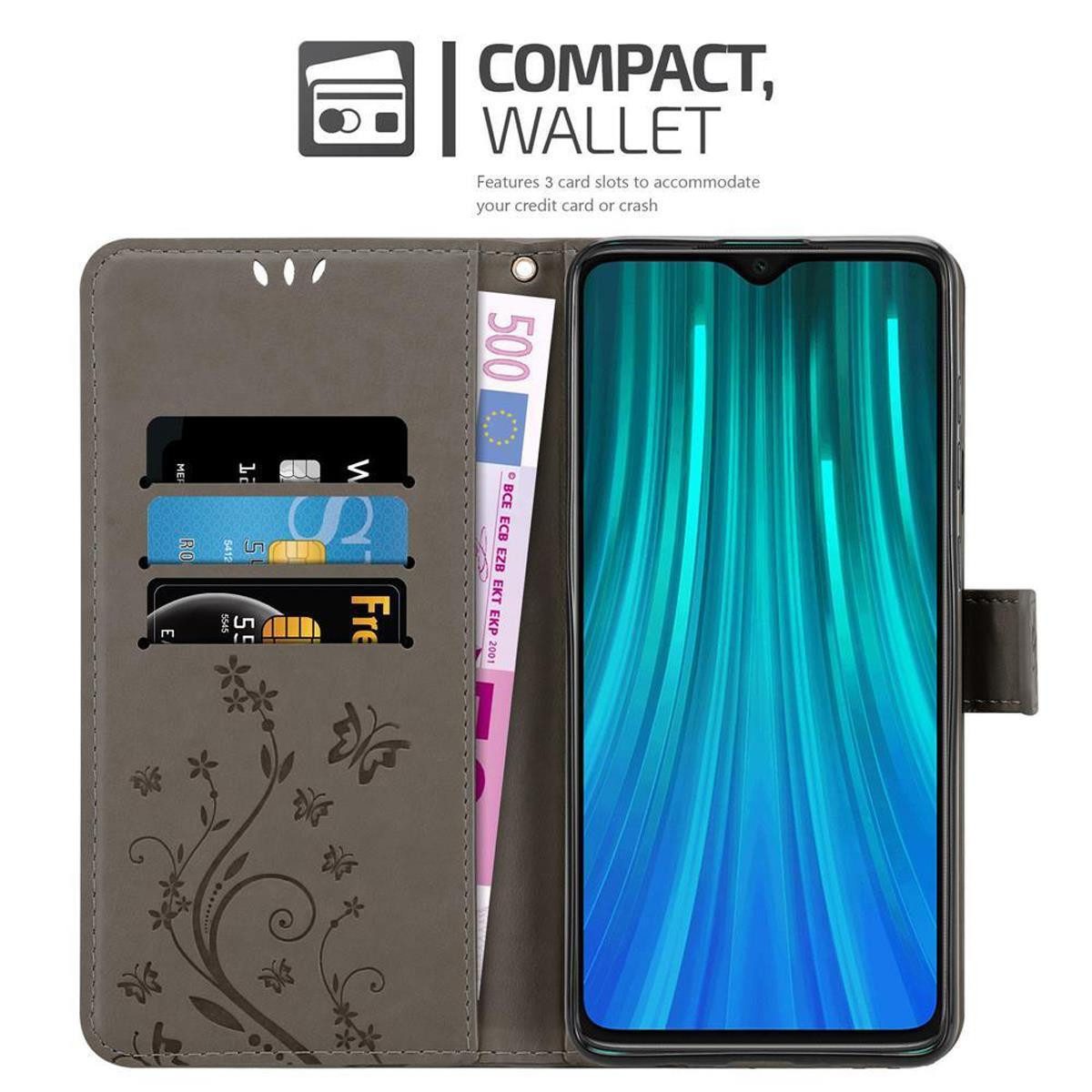 Cadorabo Handyhülle für Xiaomi RedMi NOTE 8 PRO Hülle Xiaomi RedMi NOTE 8 PRO, Hülle Schutzhülle Blumen Flower mit Standfunktion Kartenfach Magnet
