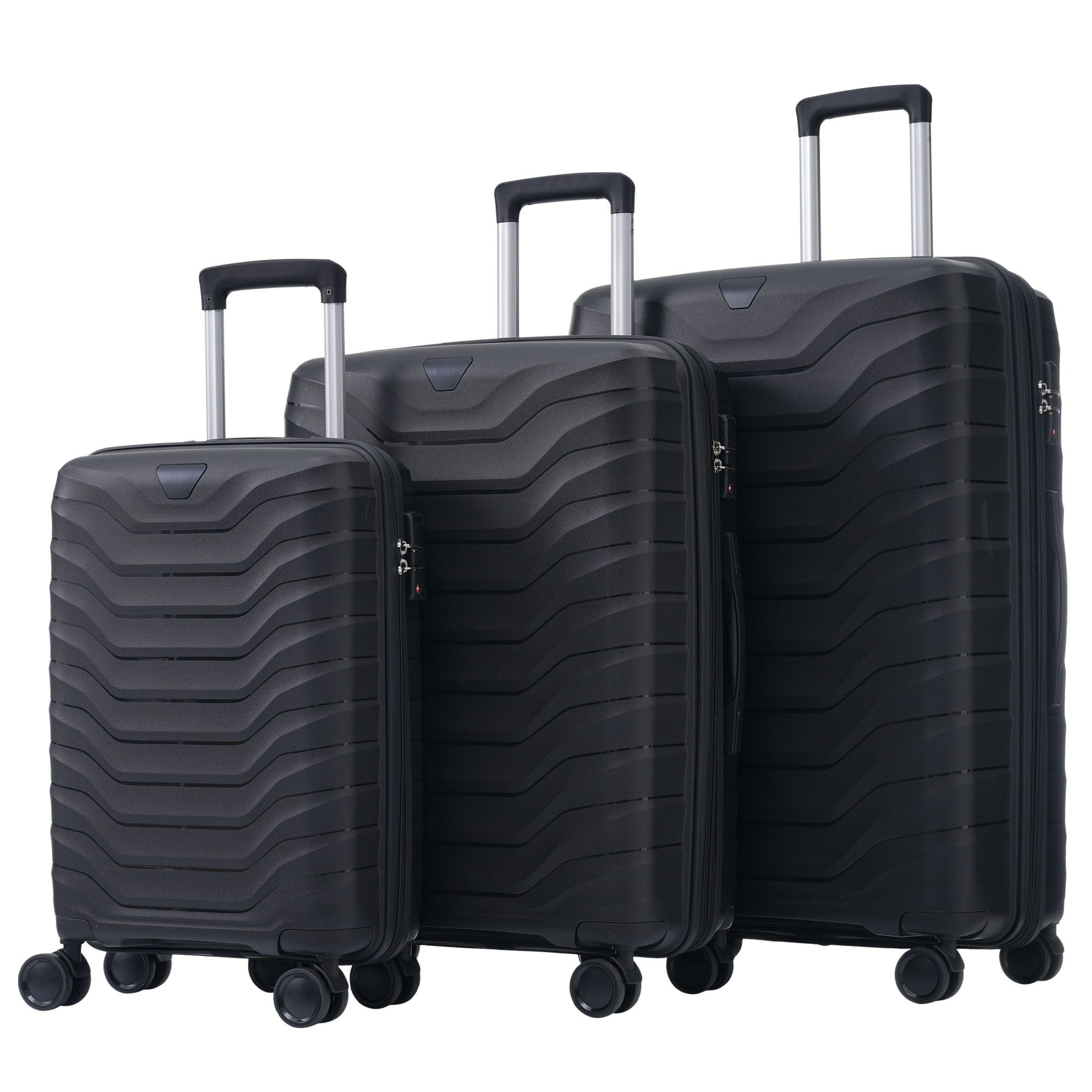 Blusmart Kofferset 3-teiliges M-L-XL-Koffer, 4 Rollen, (Hartschalentrolley Reisekoffer, 3 tlg., Robust, leicht und stilvoll), 360° Rollen mit TSA-Schlössern