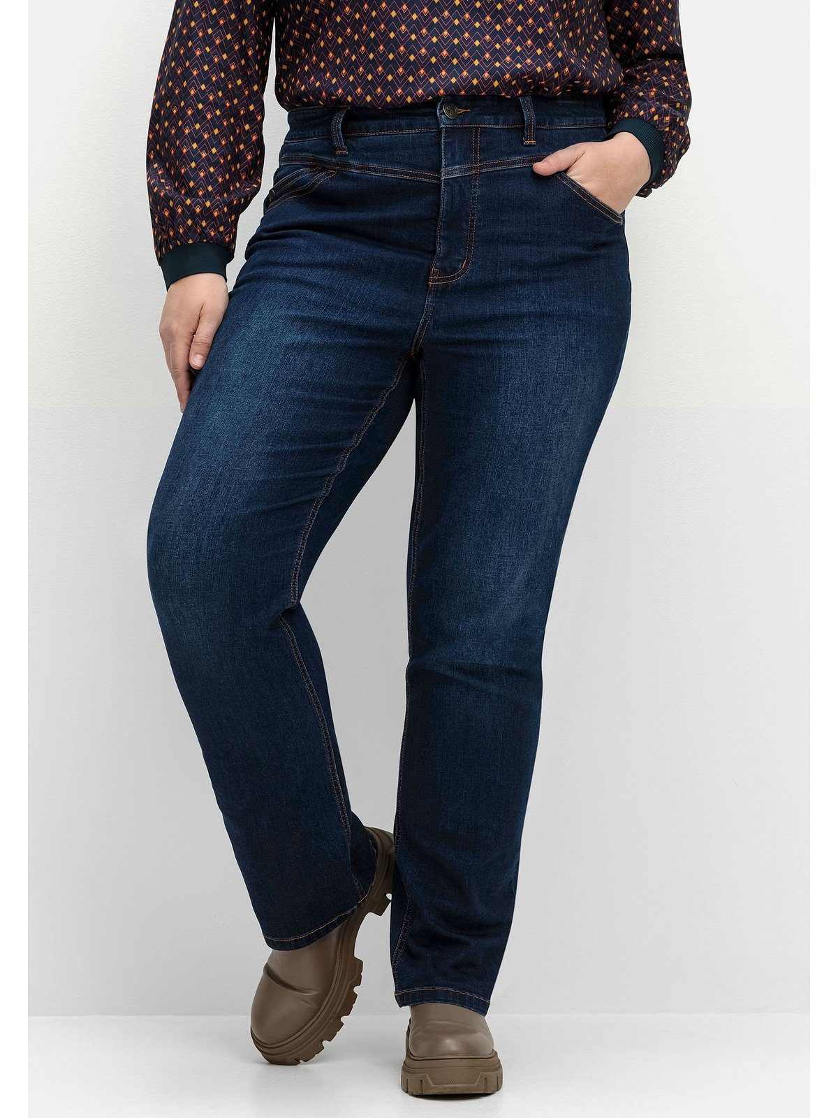 Sheego Große Größen Stretch-Jeans Bodyforming-Effekt dark blue mit Denim