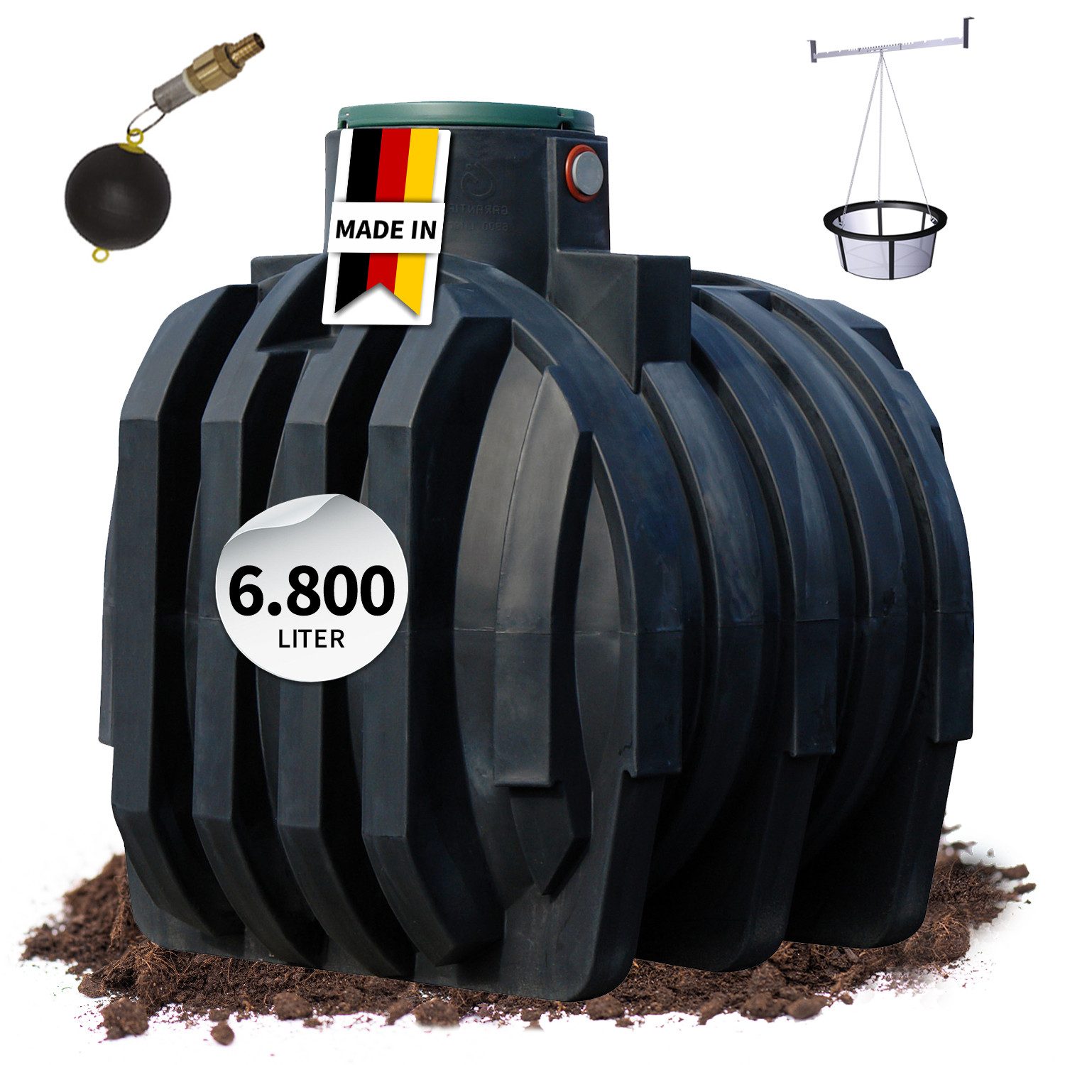 4rain Wasserreservoir MONO Retentionszisterne 6800 Liter inkl. Tankabdeckung