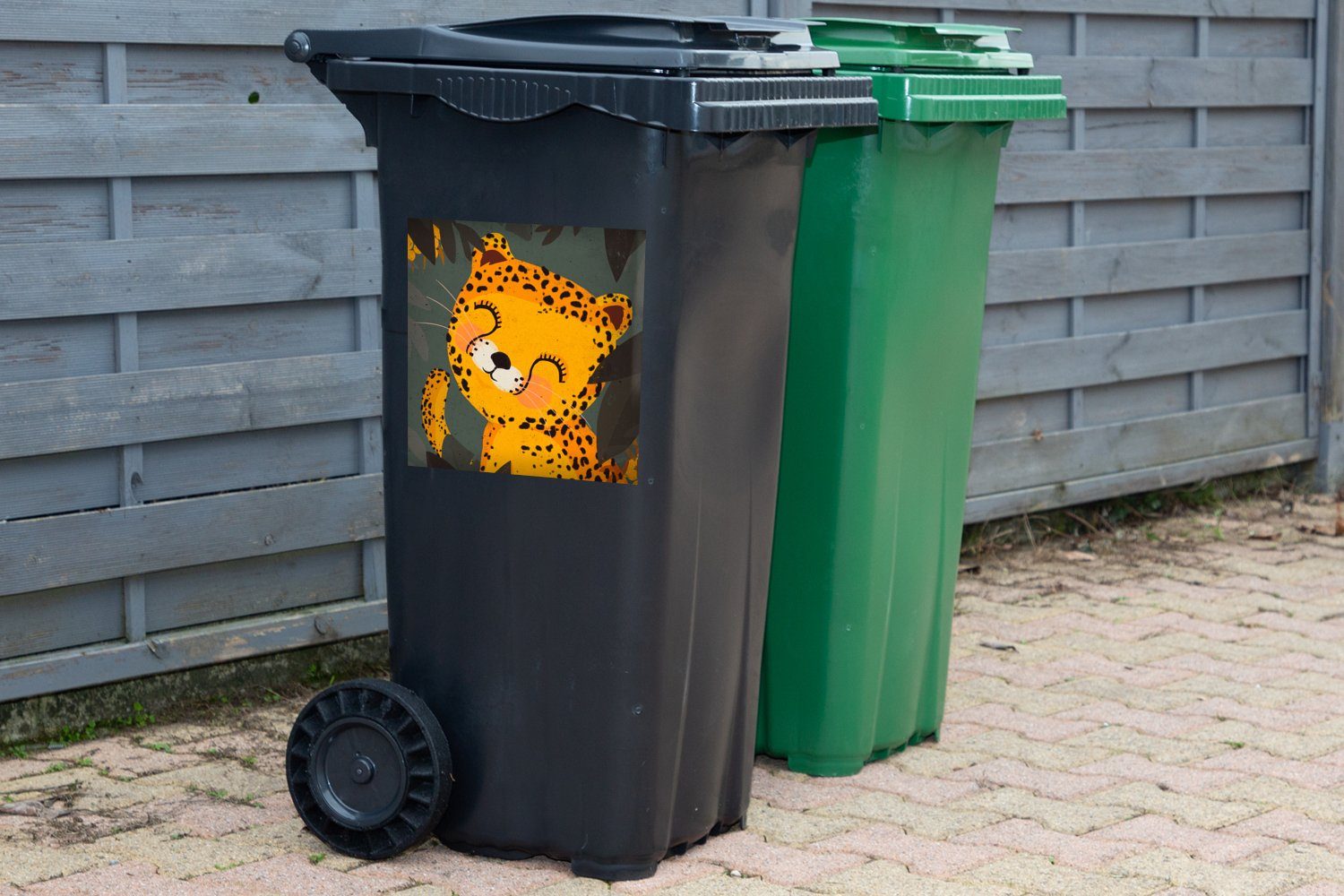 Gepard Mülltonne, Tiere Wandsticker Container, - Abfalbehälter Sticker, St), Mülleimer-aufkleber, Kinder (1 - - MuchoWow Dschungel