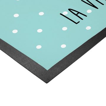 Fußmatte Eule Französisch - Türkis Pastell - Geschenk, Schmutzmatte, Genießer, Mr. & Mrs. Panda, Höhe: 0.6 mm