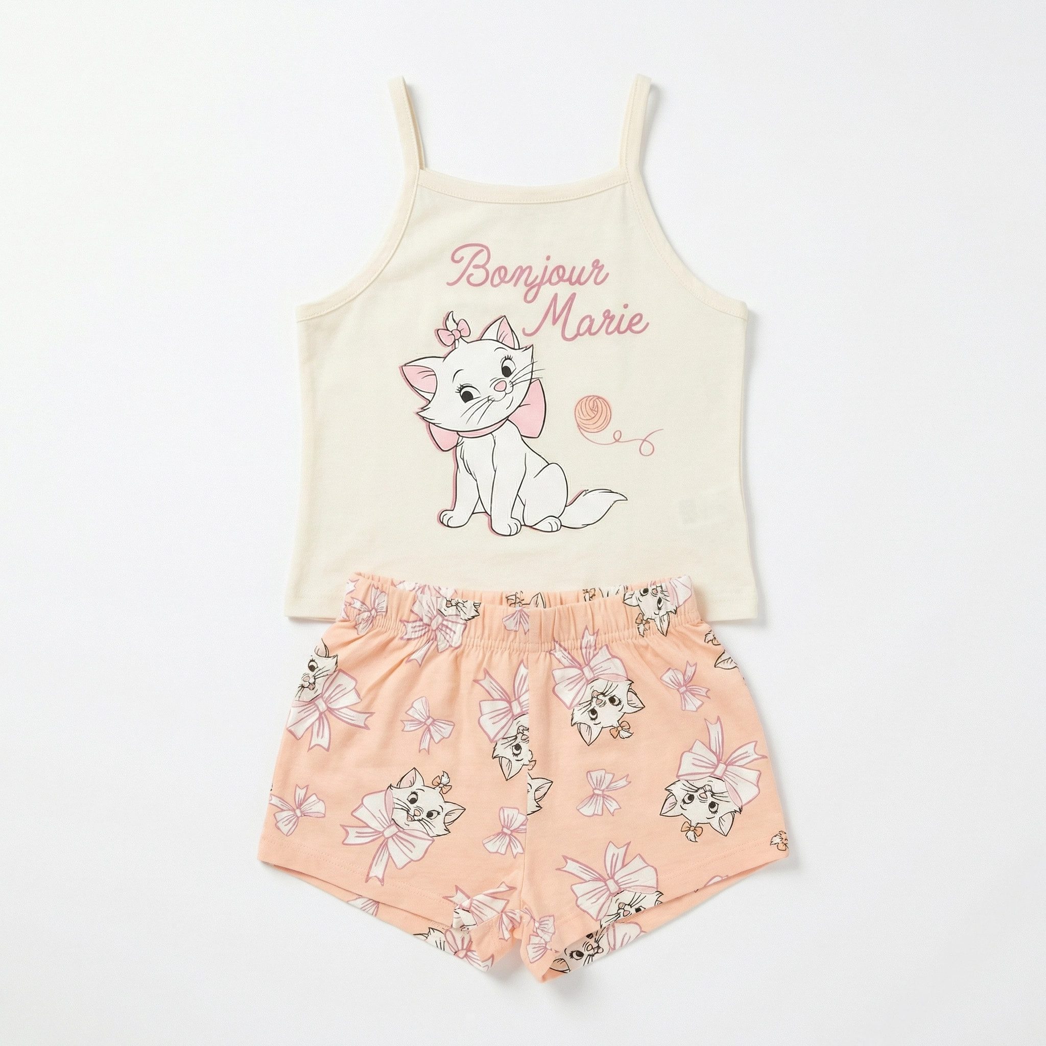 Disney Schlafanzug Disney Aristocats Marie Kinder Schlafanzug Pyjama Shirt Shorts (2 tlg) 100% Baumwolle, Gr. 104 bis 128