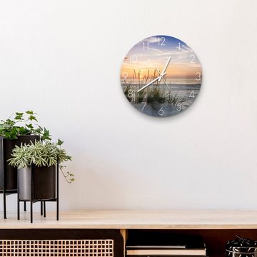 DEQORI Wanduhr 'Sonnenuntergang am Strand' (Glas Glasuhr modern Wand Uhr Design Küchenuhr)
