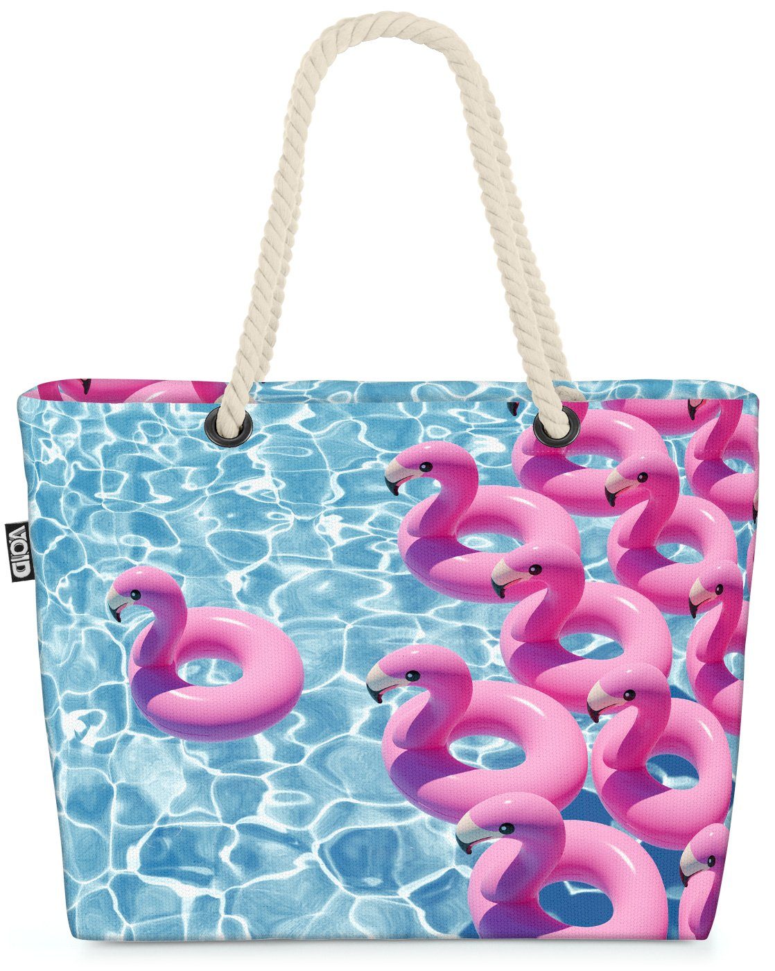 VOID Strandtasche (1-tlg), Swimming Pool Flamingos Beach Bag Pool Flamingo Sommer Wasser schwimm