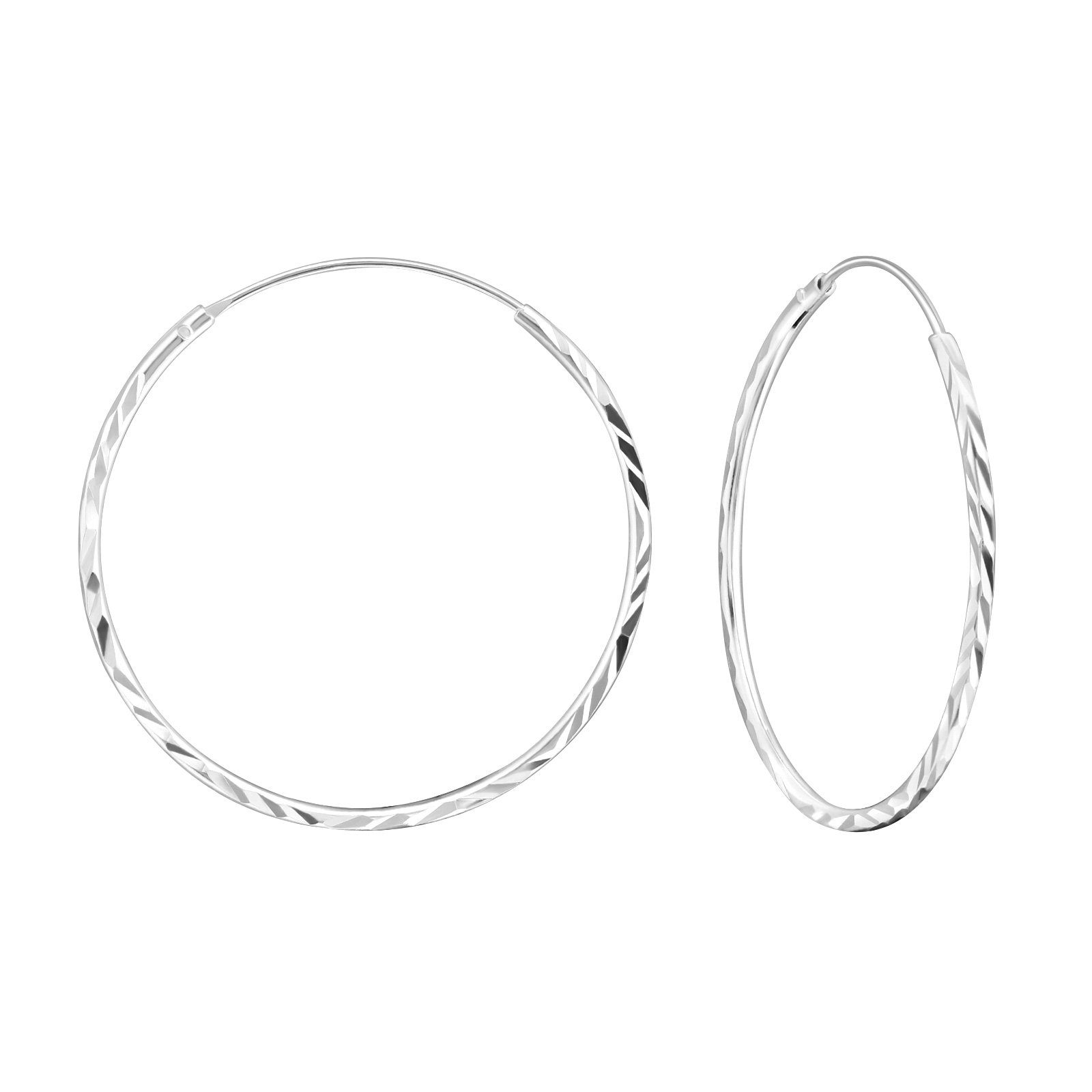 Creolen-Set Creolen mit Diamantschliff 30mm aus 925 Silber Damen silber