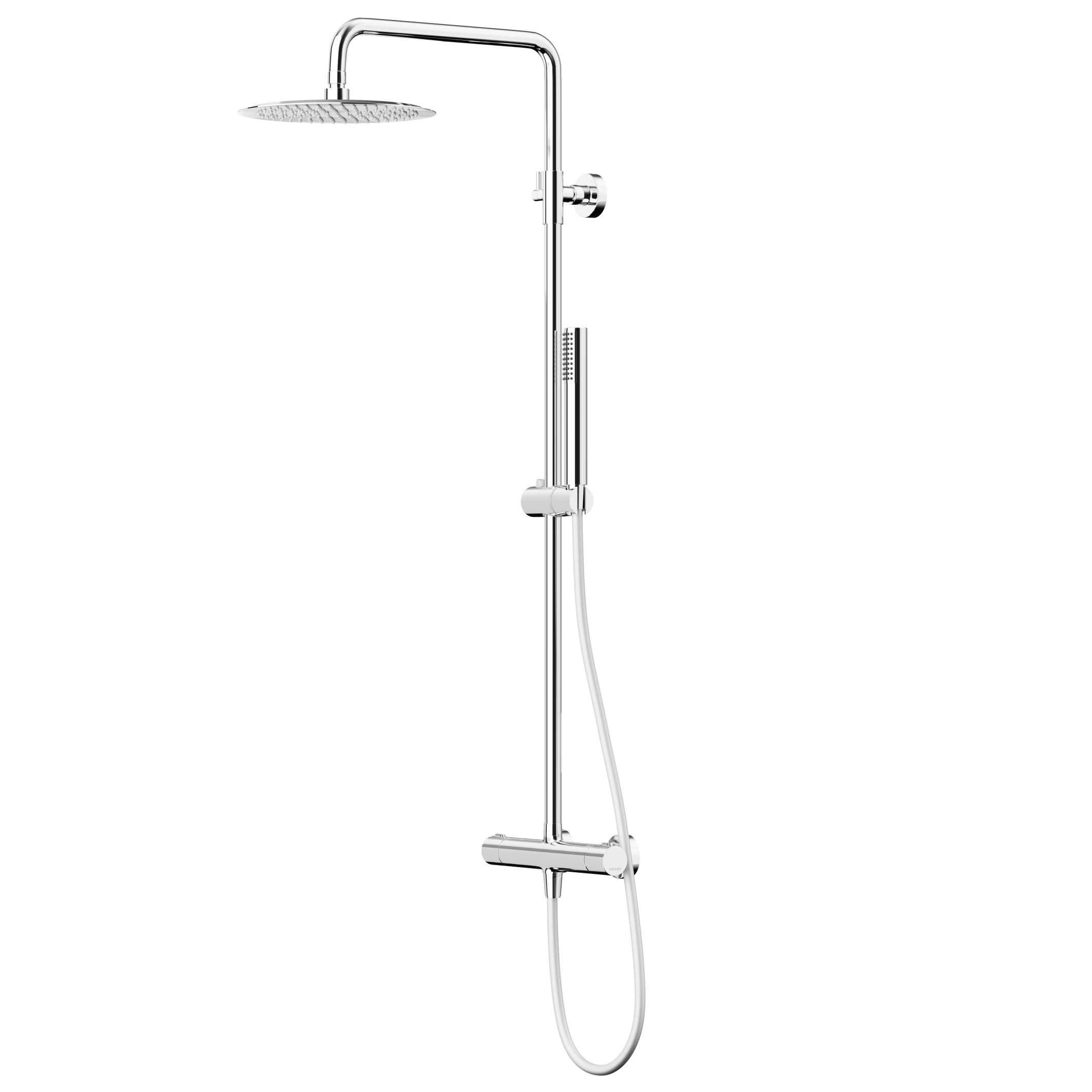 KOLMAN Duschsystem LUGO Thermostatisch Brausegarnitur Regendusche in Chrom, Höhe 180 cm