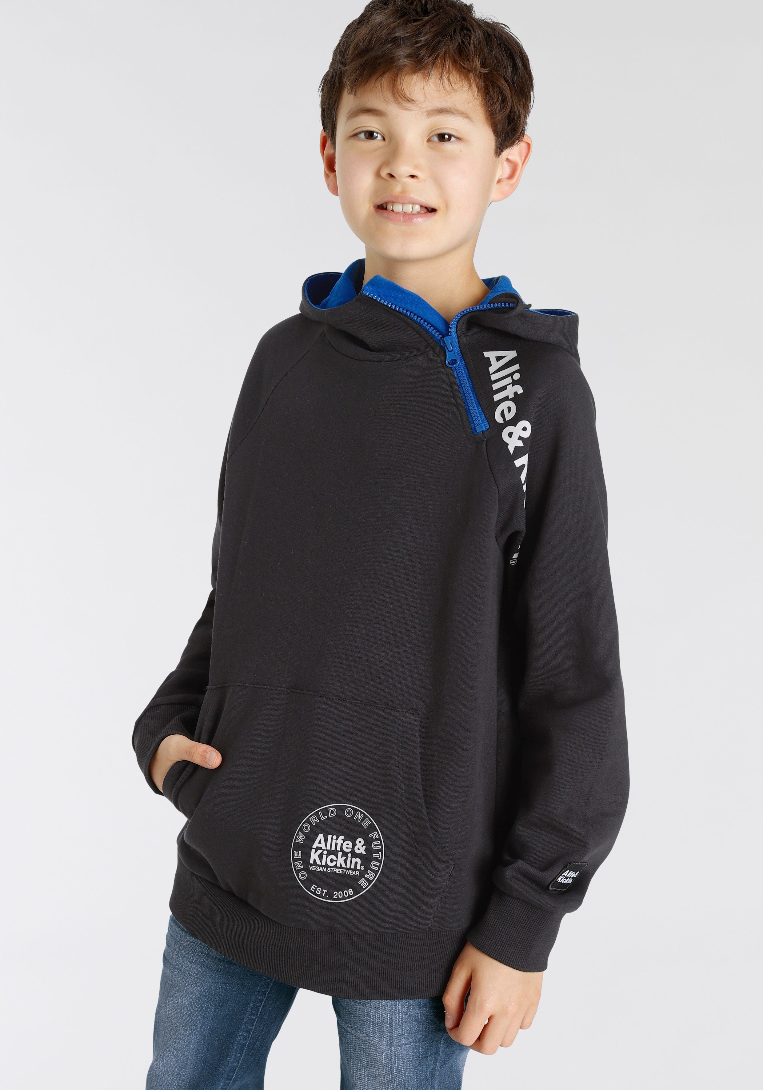 Jungen, Kapuzensweatshirt Kickin Alife seitlichem mit für Reißverschluß &