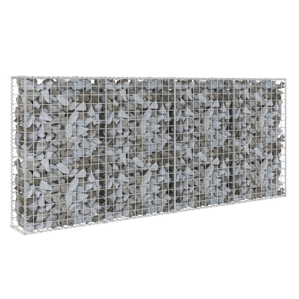 vidaXL Gabionenzaun, Gabionenwand mit Abdeckung Verzinkter Stahl 200×20×85 cm