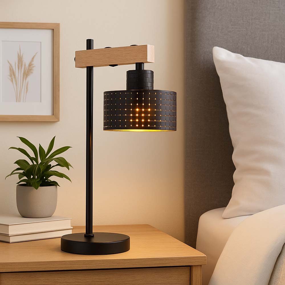 GLOBO LIGHTING Tischleuchte, Leuchtmittel nicht inklusive, Tischleuchte Nachttischlampe schwarz gold höhenverstellbar H 55 cm